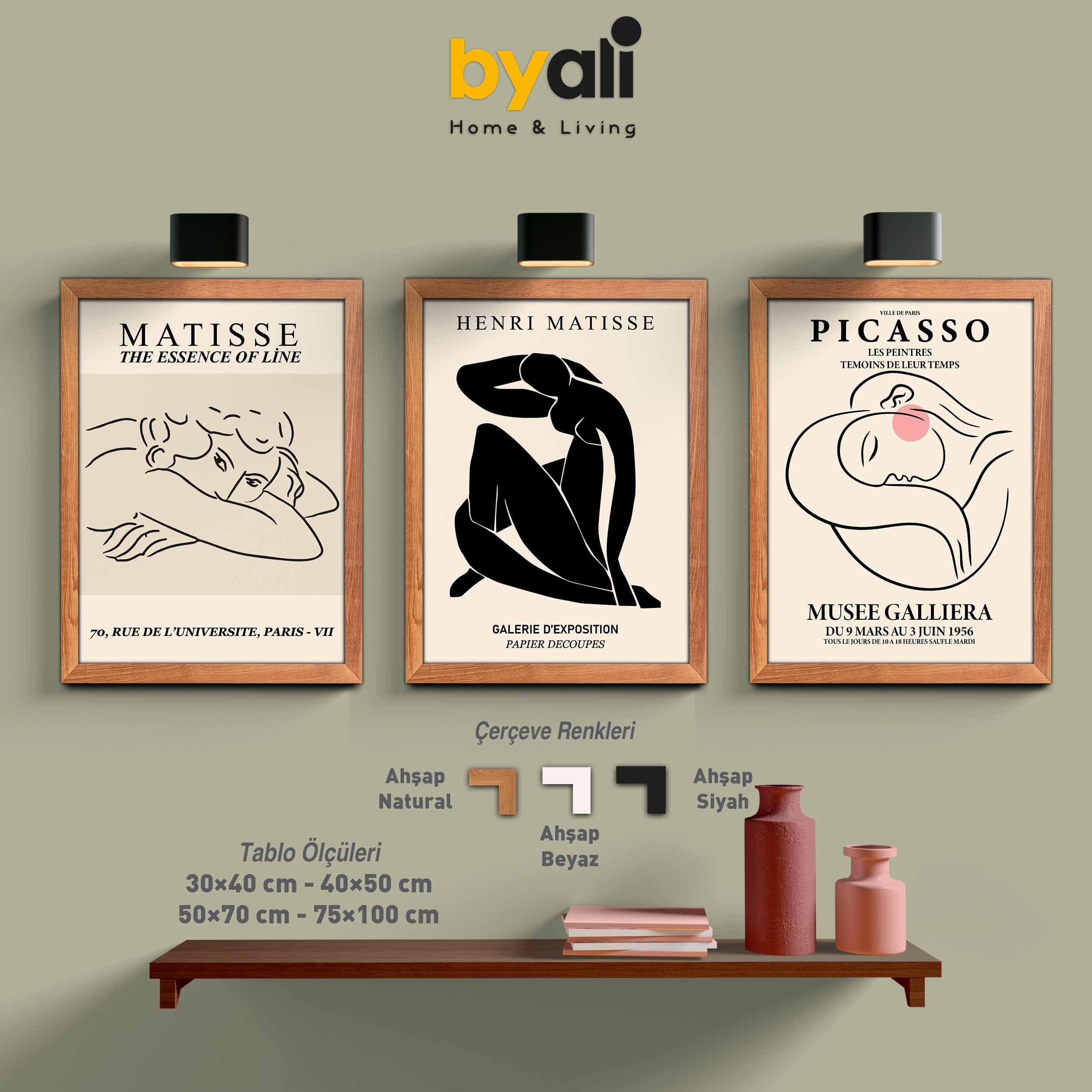 Ahşap Çerçeveli Matisse 3’lü Tablo Seti 3119