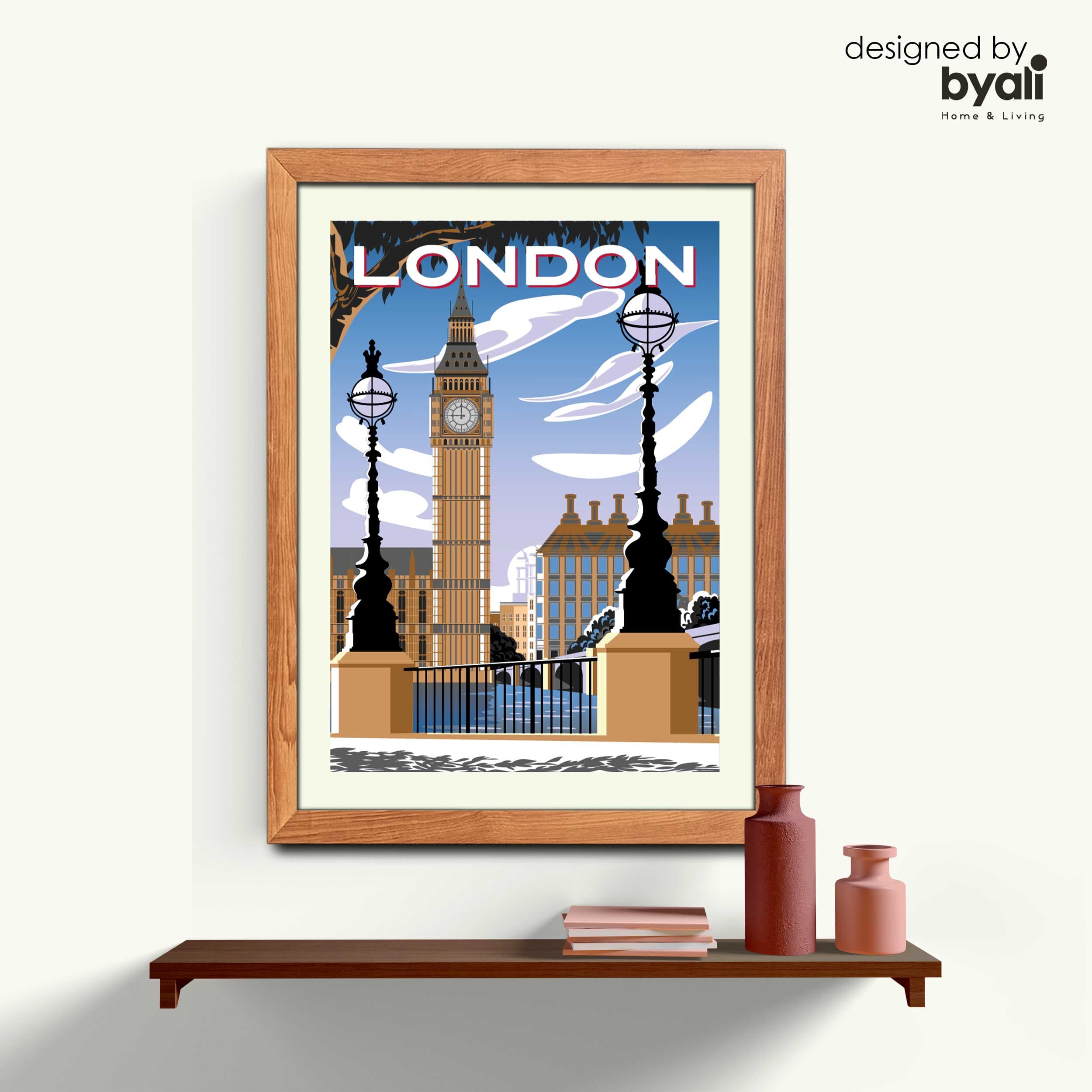 London Retro Şehir Ahşap Çerçeveli Tablo 1089
