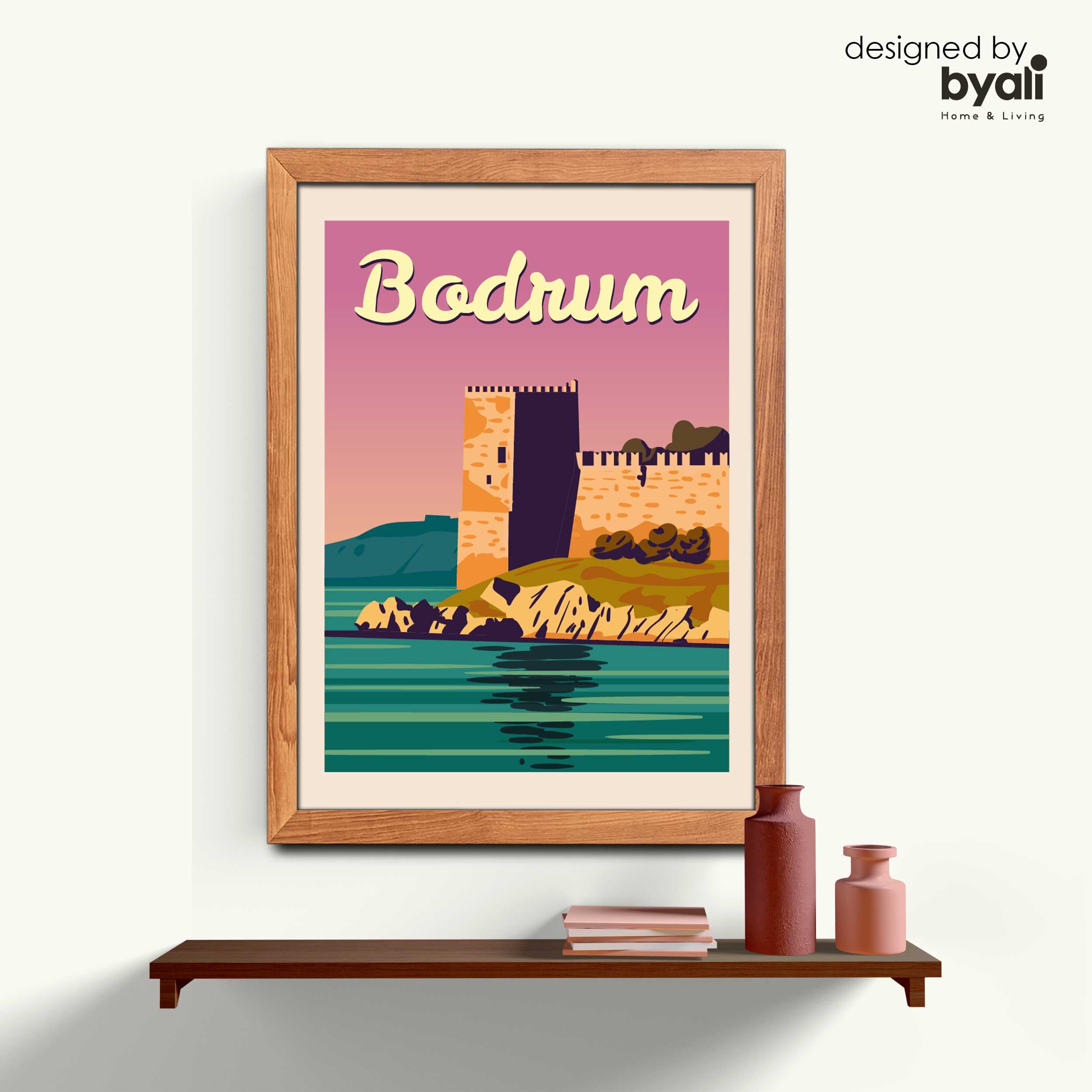 Bodrum Retro Şehir Ahşap Çerçeveli Tablo