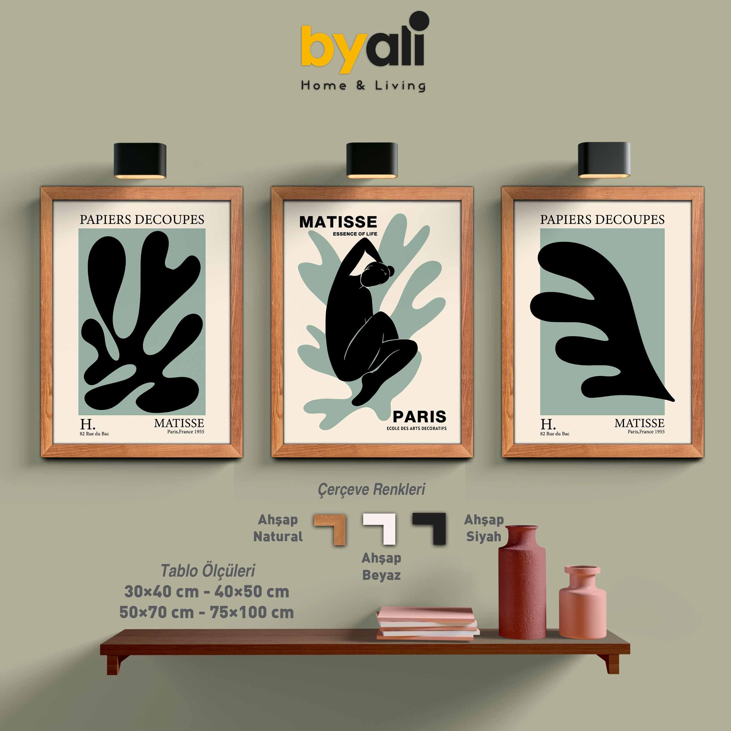 Ahşap Çerçeveli Matisse 3’lü Tablo Seti 3116