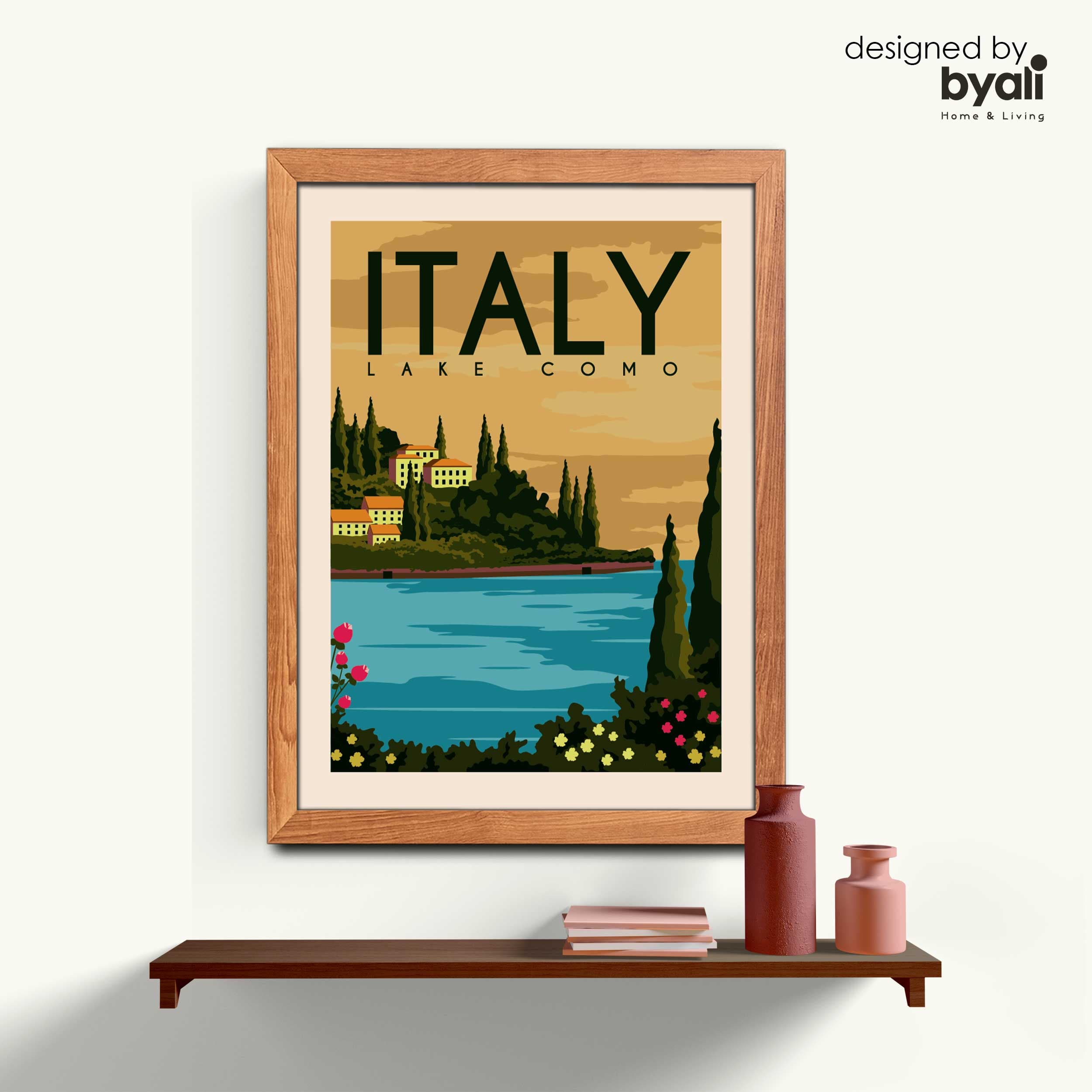 Italy Retro Şehir Ahşap Çerçeveli Tablo 1026