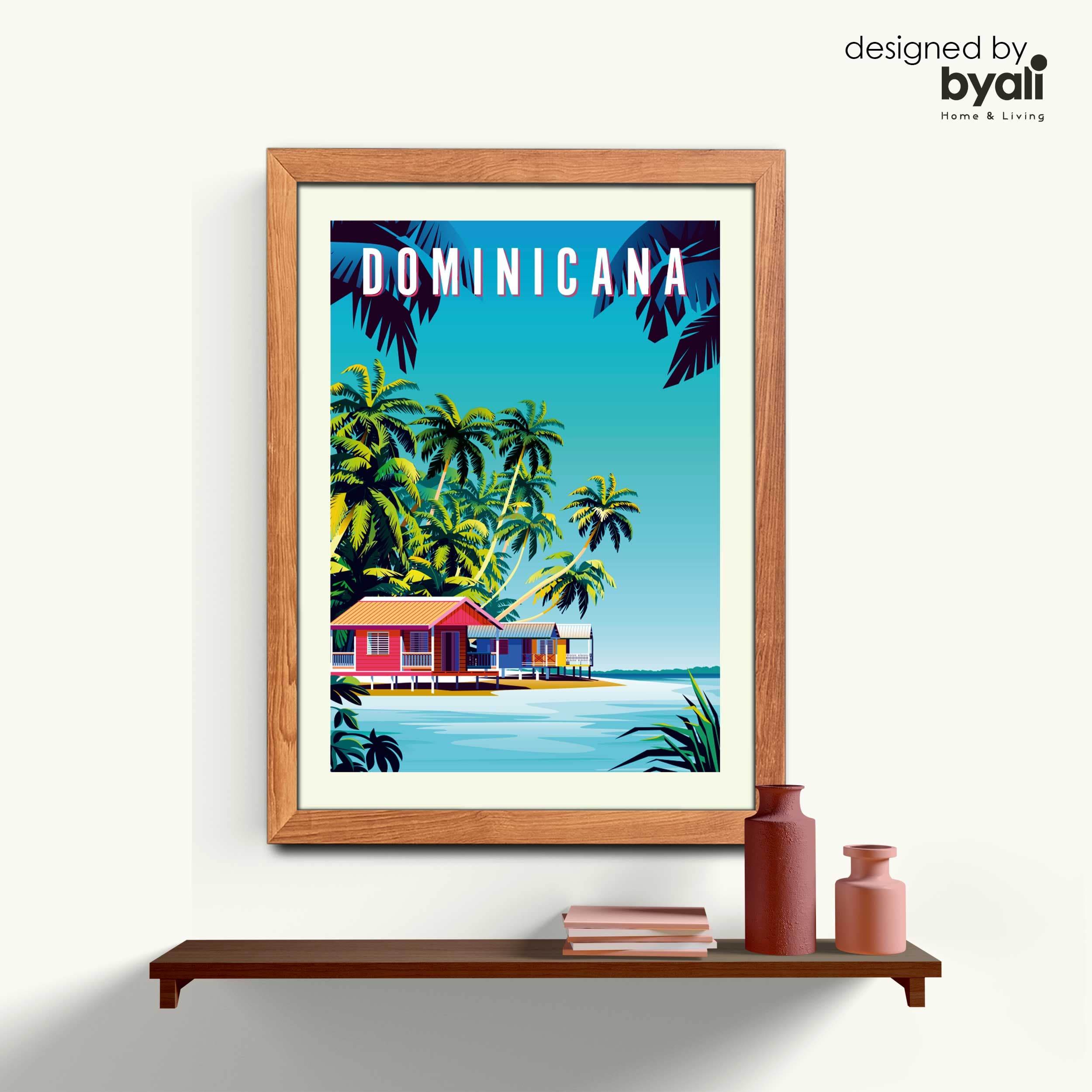 Dominicana Retro Şehir Ahşap Çerçeveli Tablo