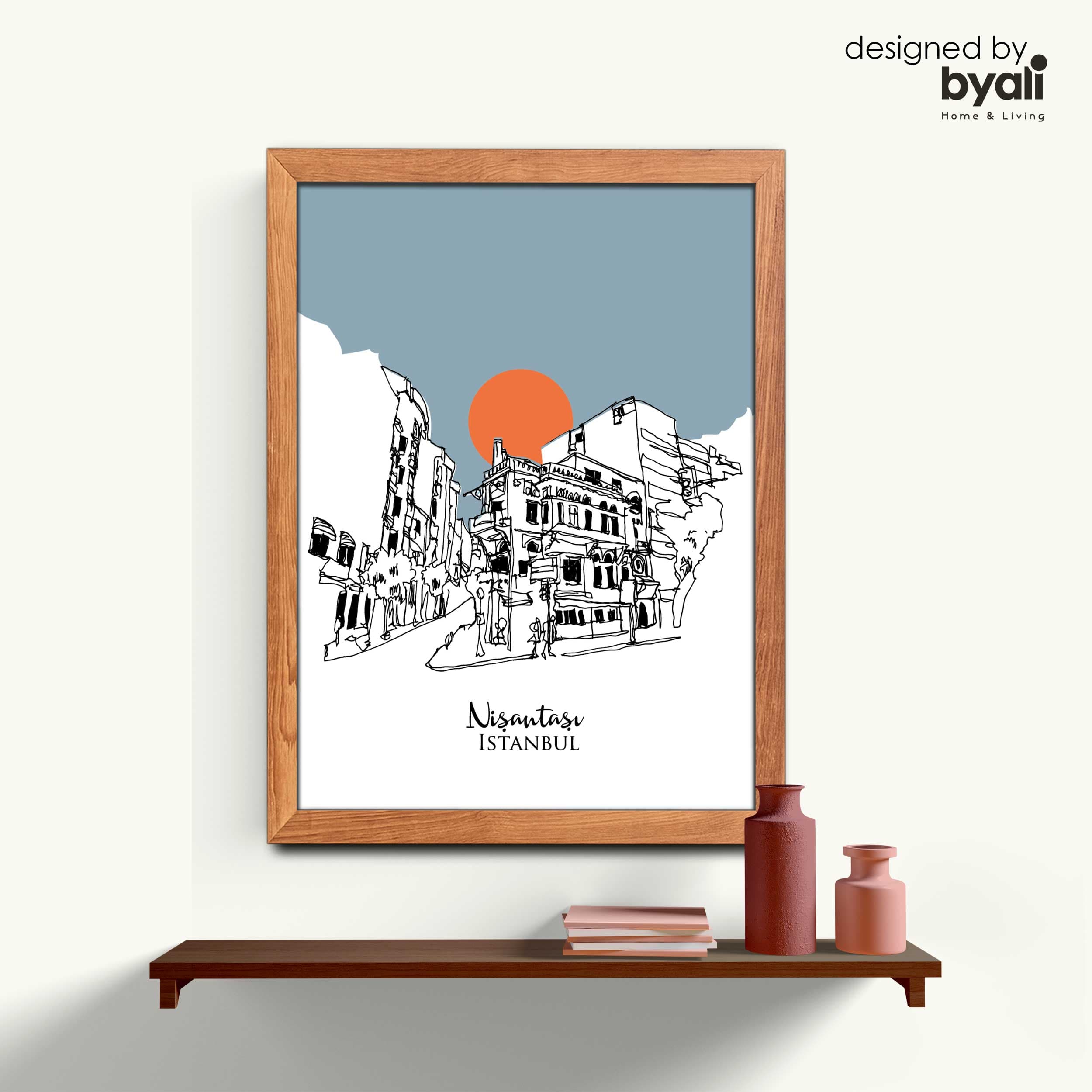Nişantaşı Retro Şehir Ahşap Çerçeveli Tablo