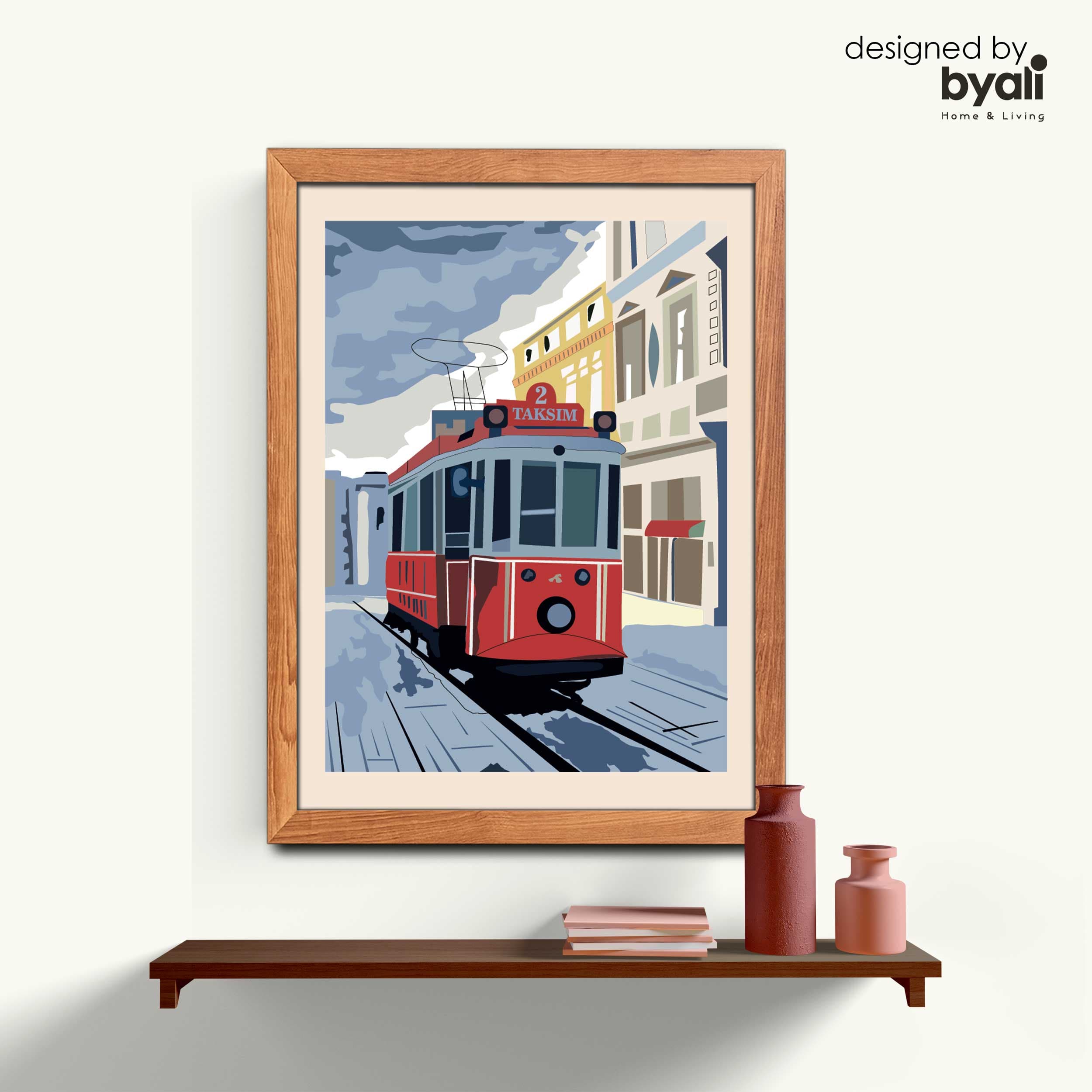 Taksim Retro Şehir Ahşap Çerçeveli Tablo