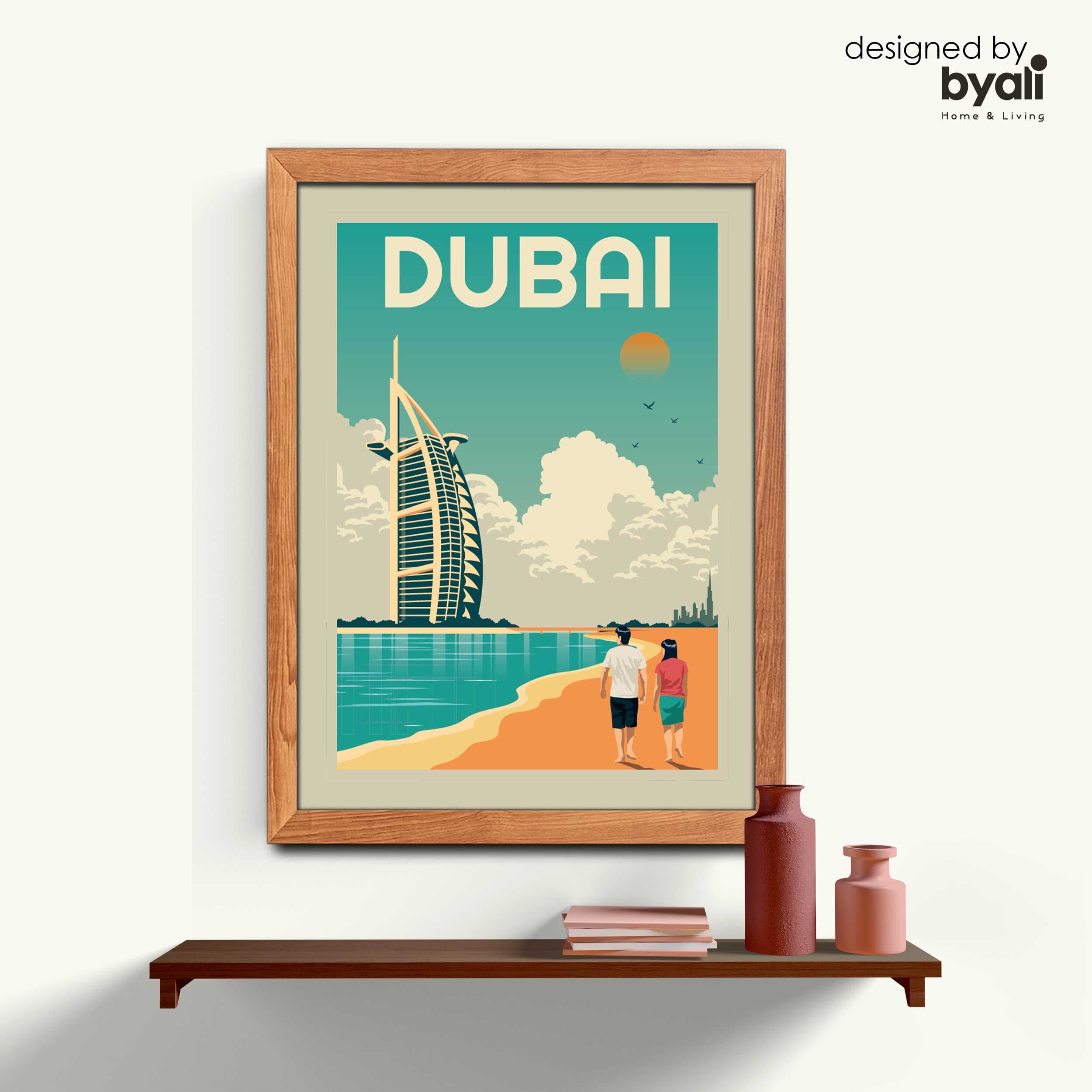 Dubai Retro Şehir Ahşap Çerçeveli Tablo 1032