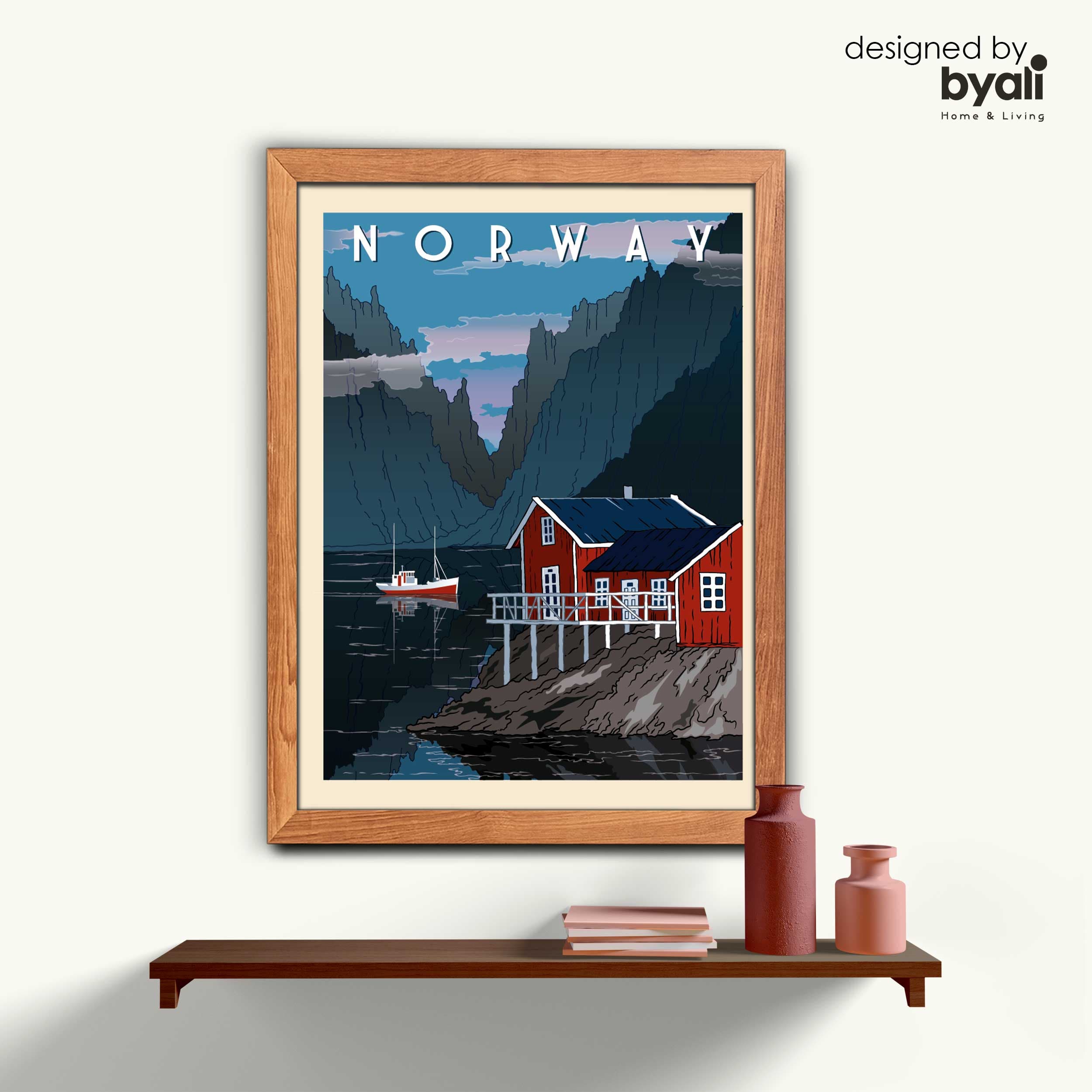 Norway Retro Şehir Ahşap Çerçeveli Tablo