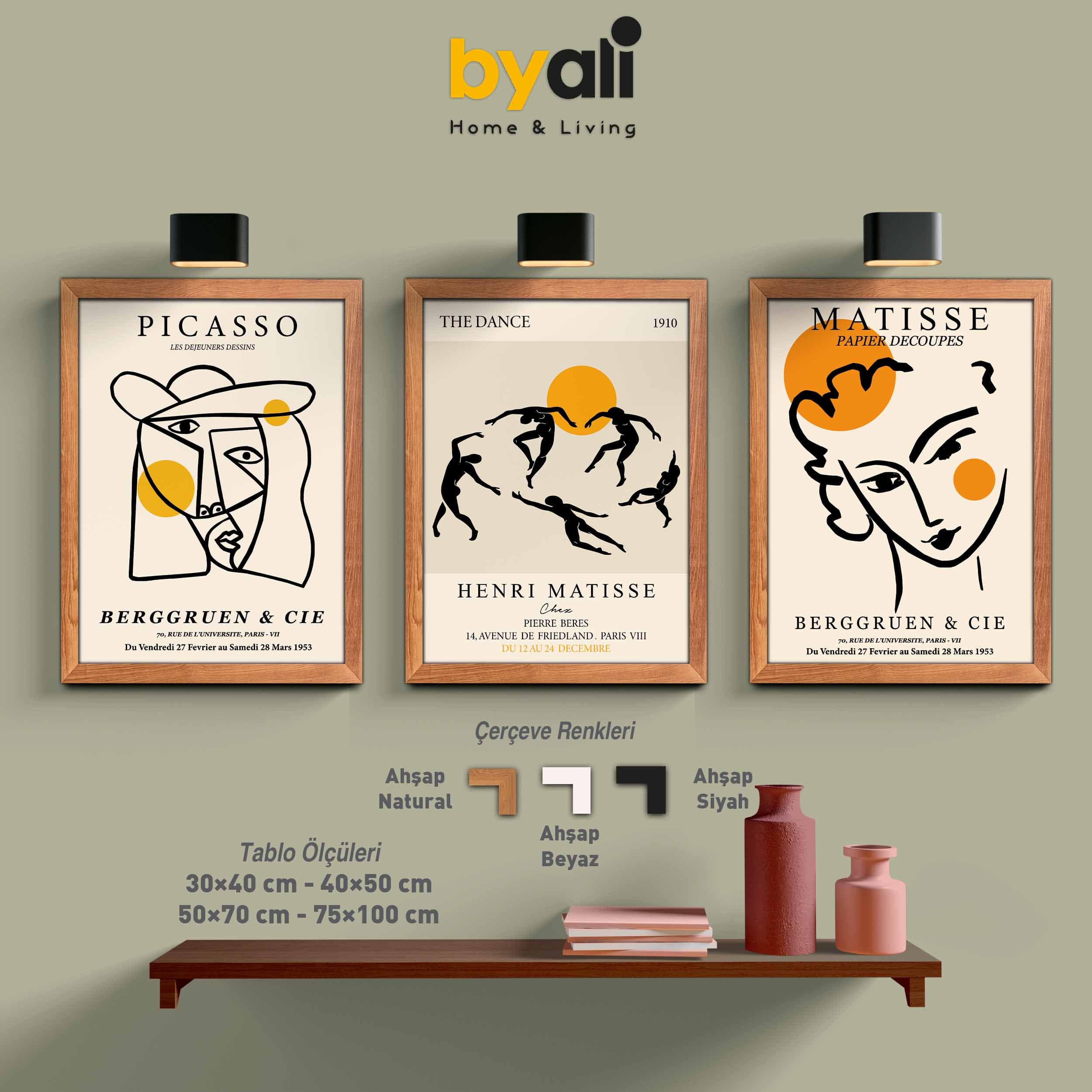 Ahşap Çerçeveli Matisse 3’lü Tablo Seti 3118