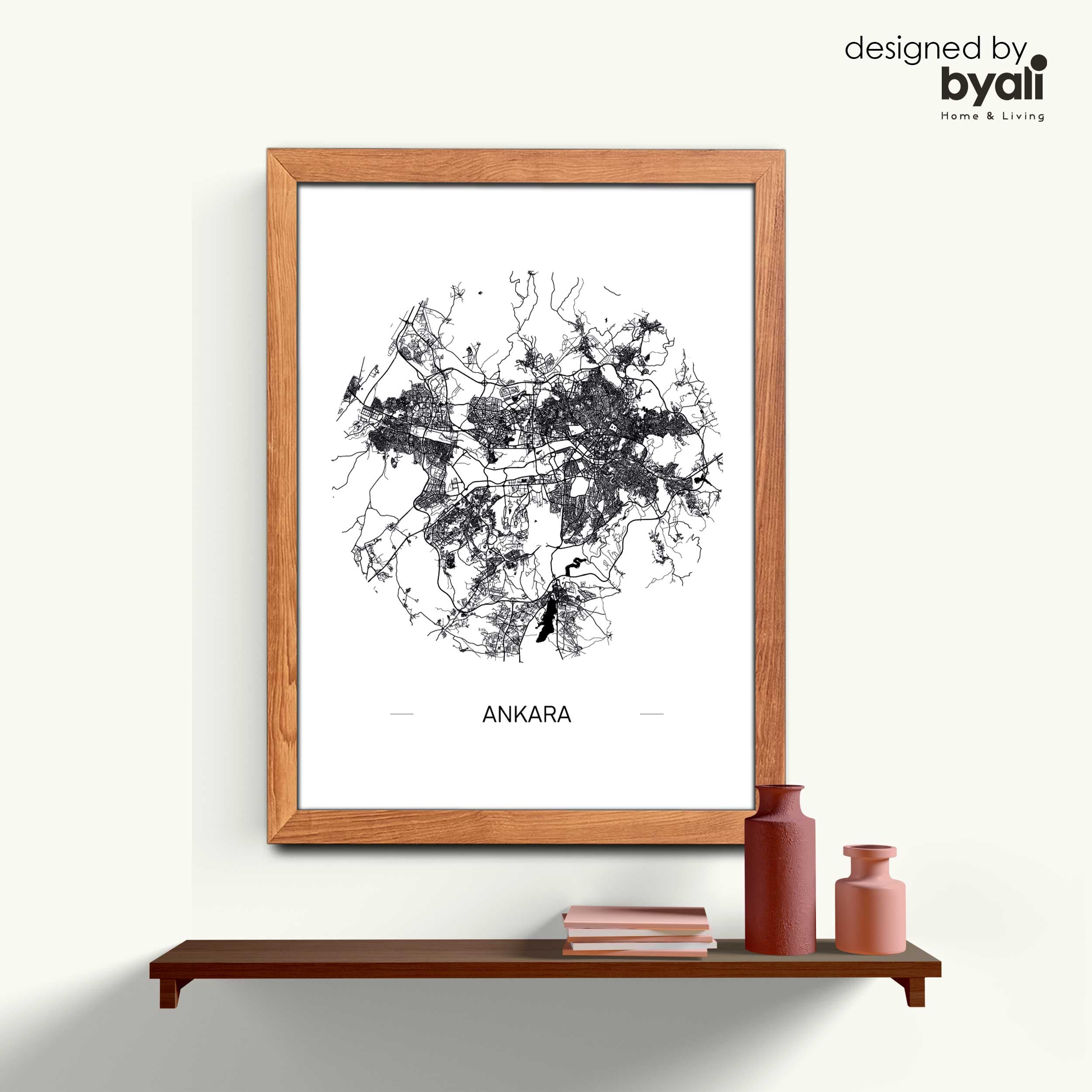 Ankara Map Ahşap Çerçeveli Tablo