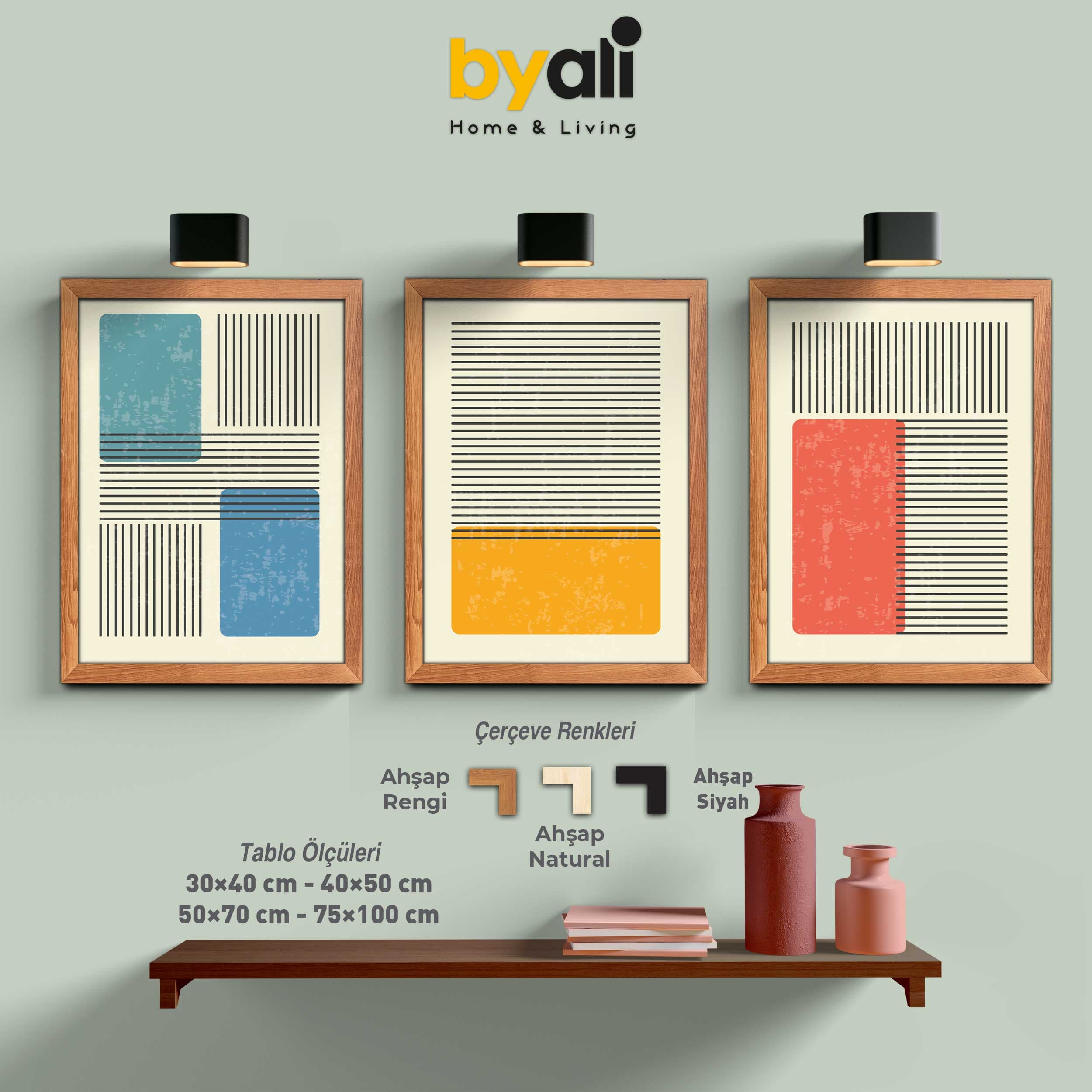 Mid-Century 3’lü Tablo Seti 3196