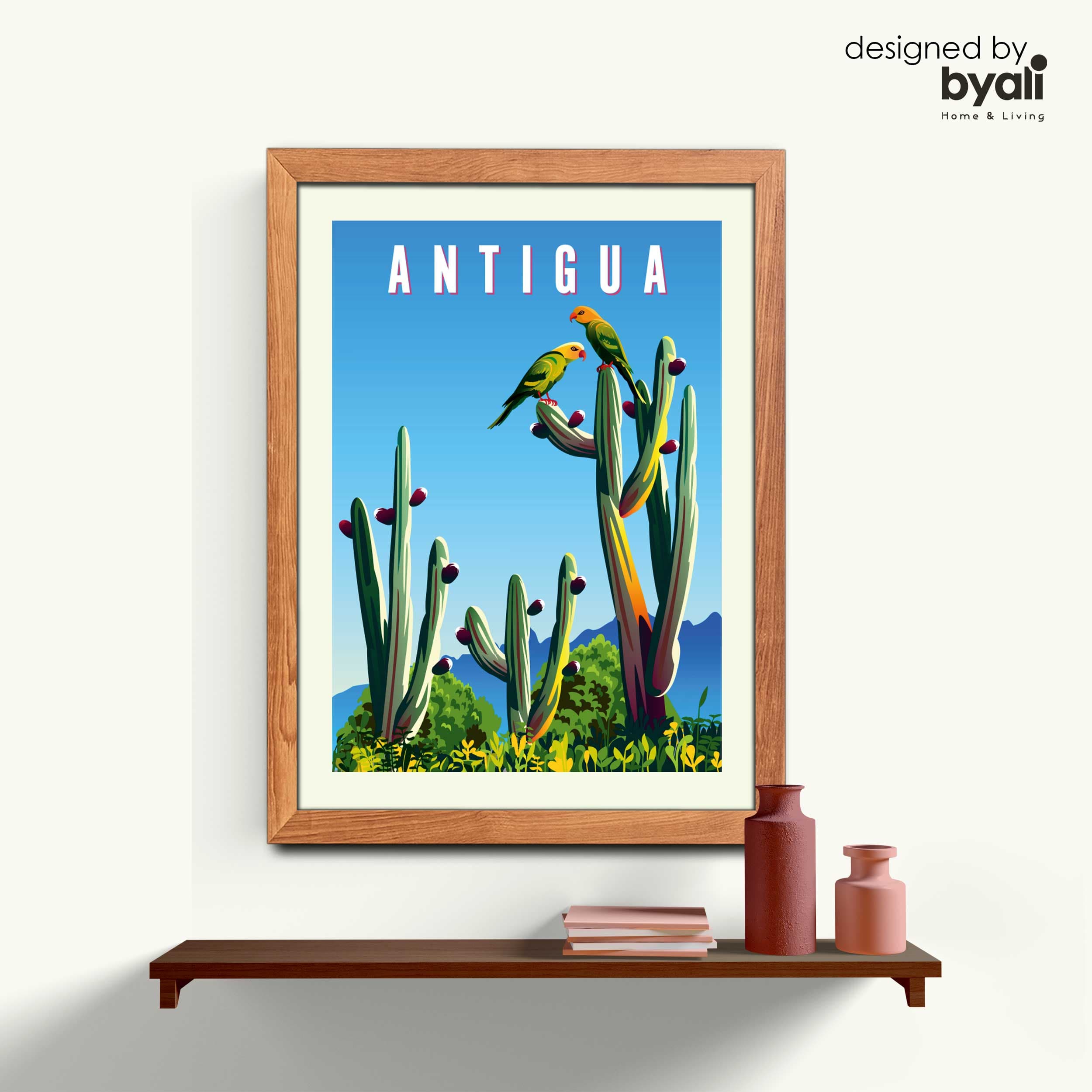 Antigua Retro Şehir Ahşap Çerçeveli Tablo