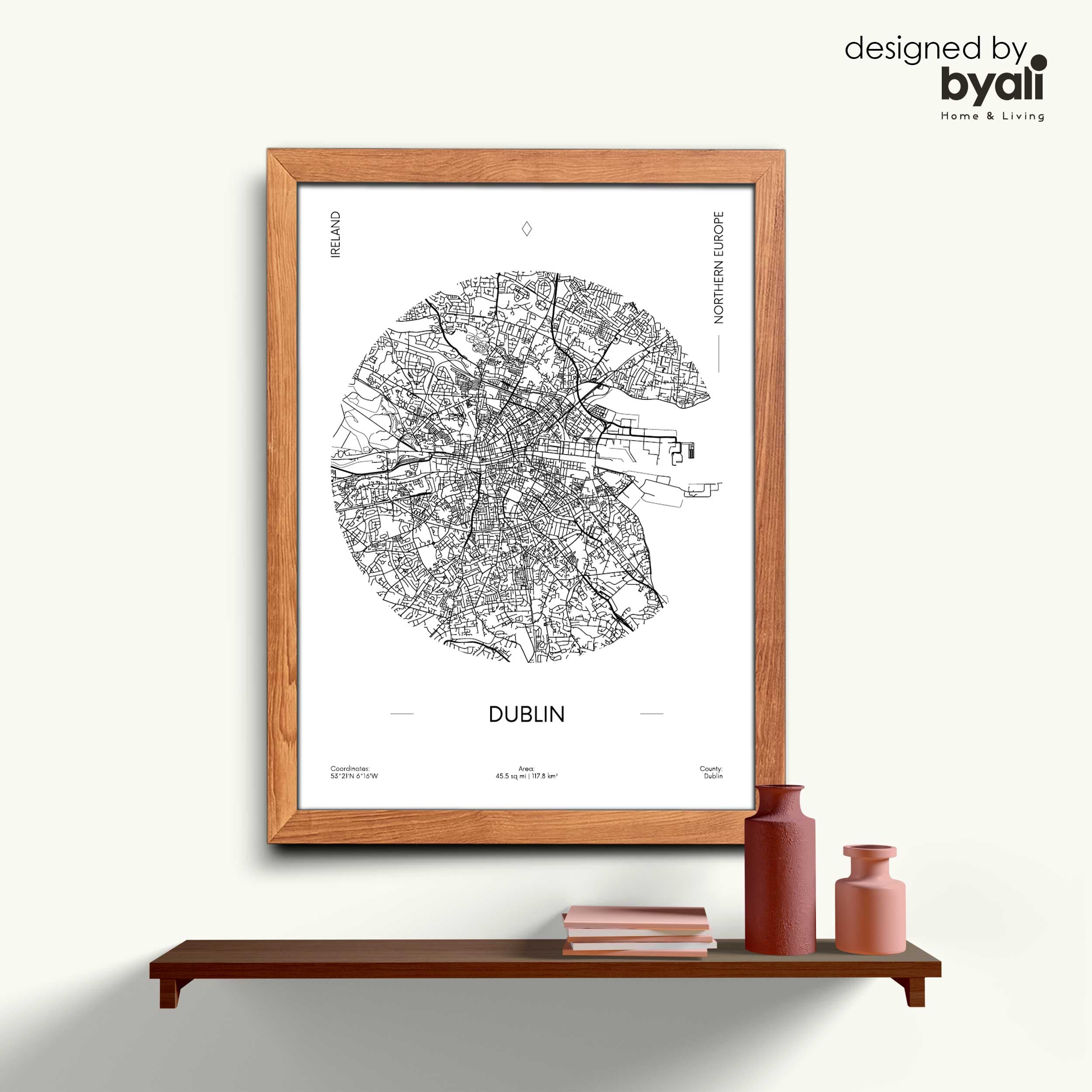Dublin Map Ahşap Çerçeveli Tablo