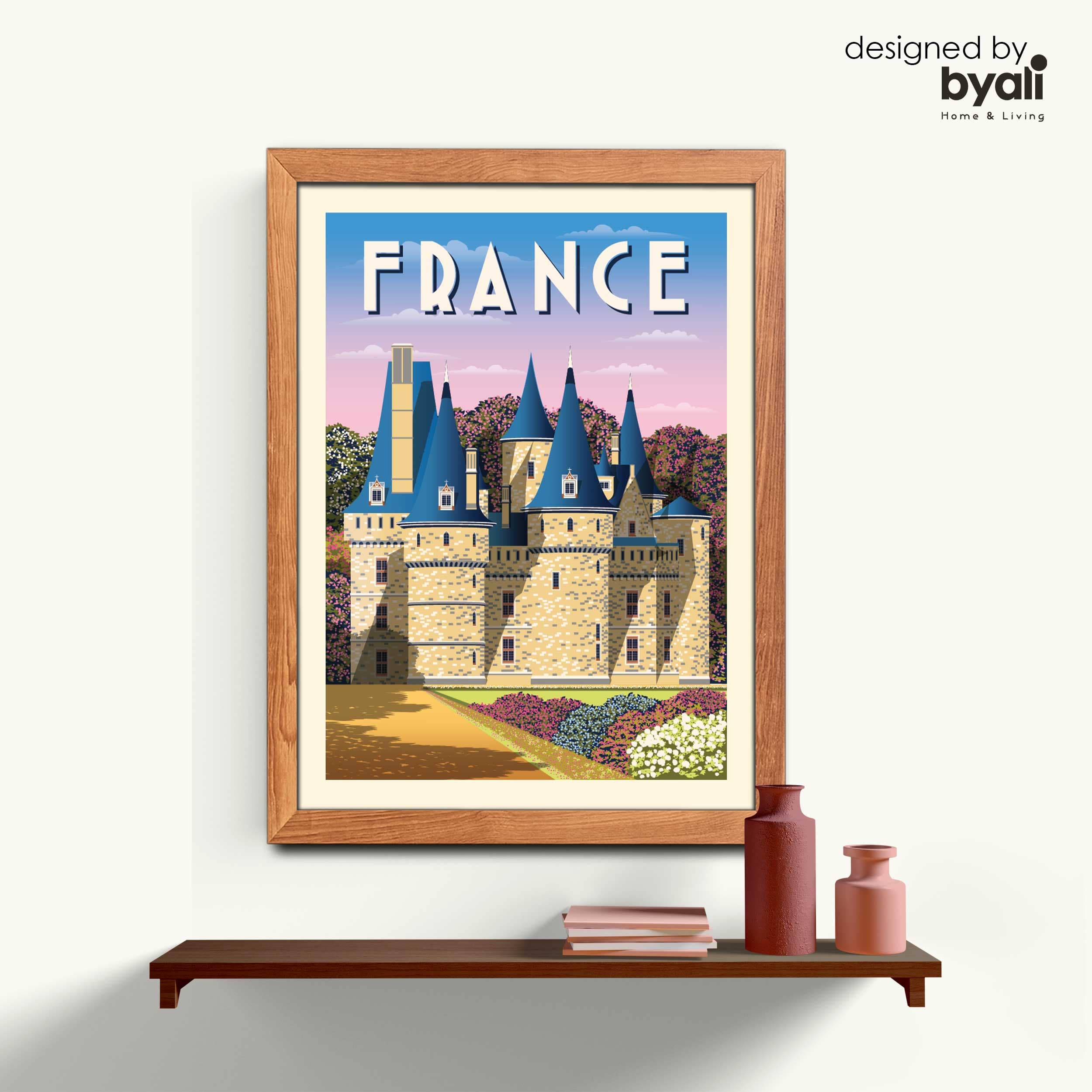 France Retro Şehir Ahşap Çerçeveli Tablo