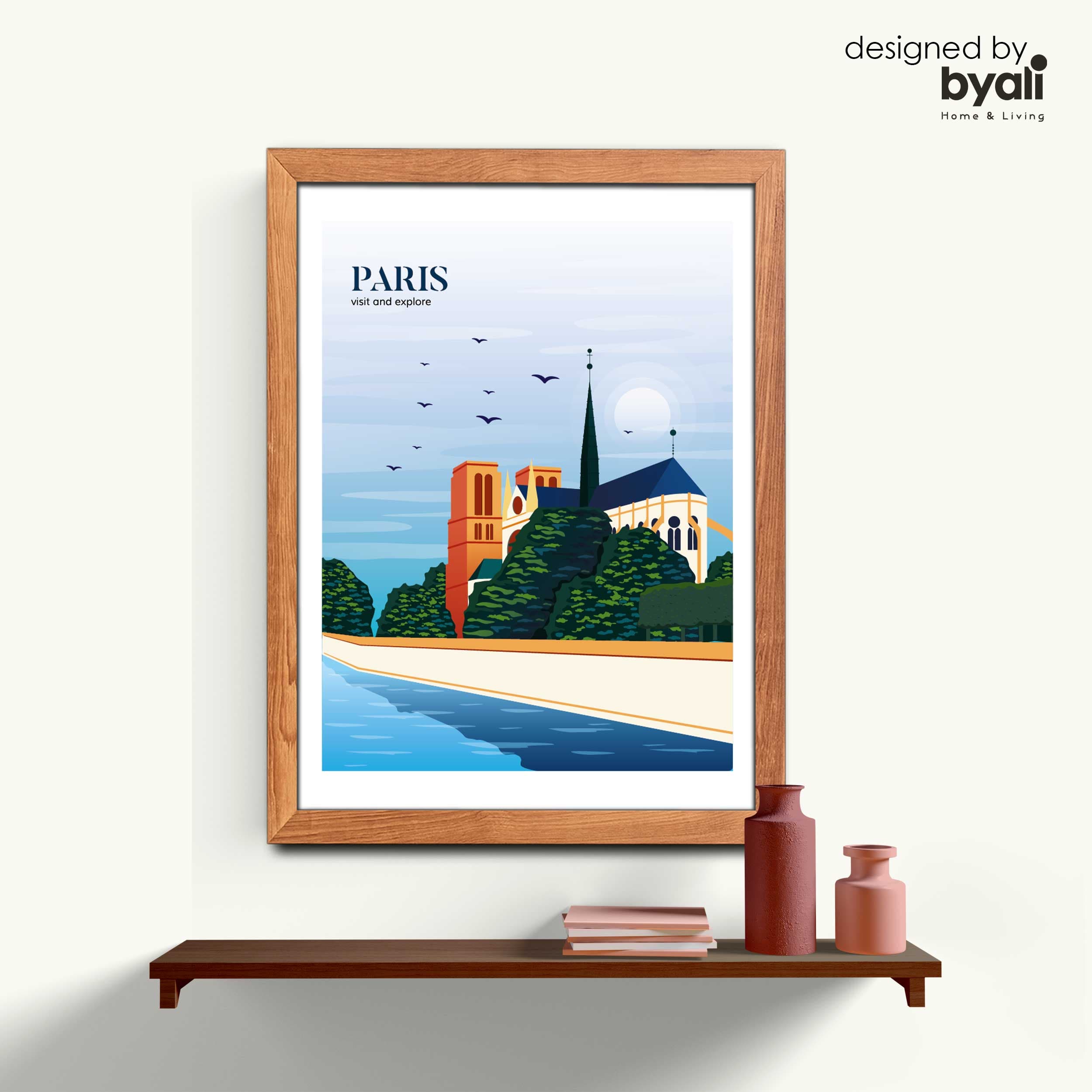 Paris Retro Şehir Ahşap Çerçeveli Tablo 1049