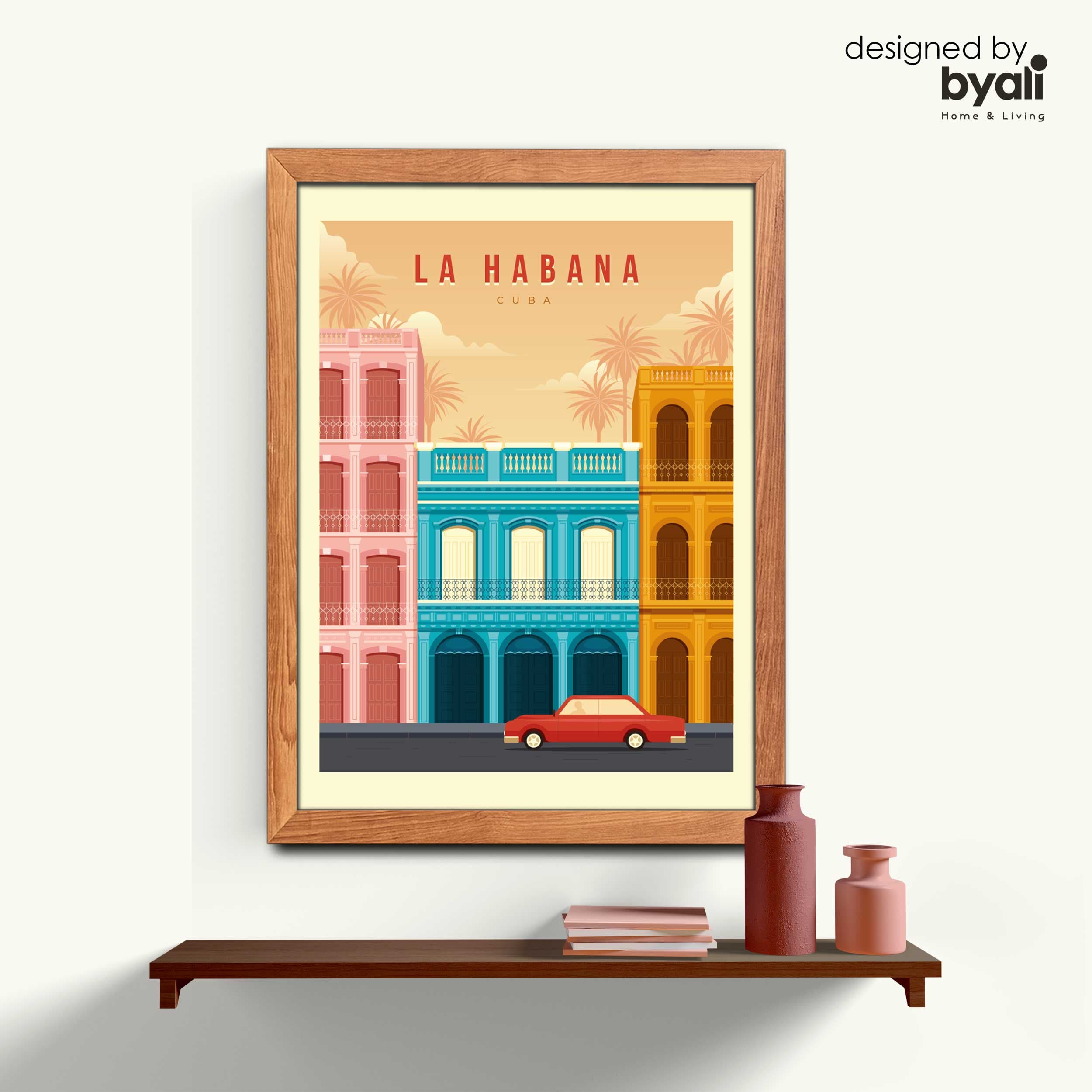 Cuba Retro Şehir Ahşap Çerçeveli Tablo