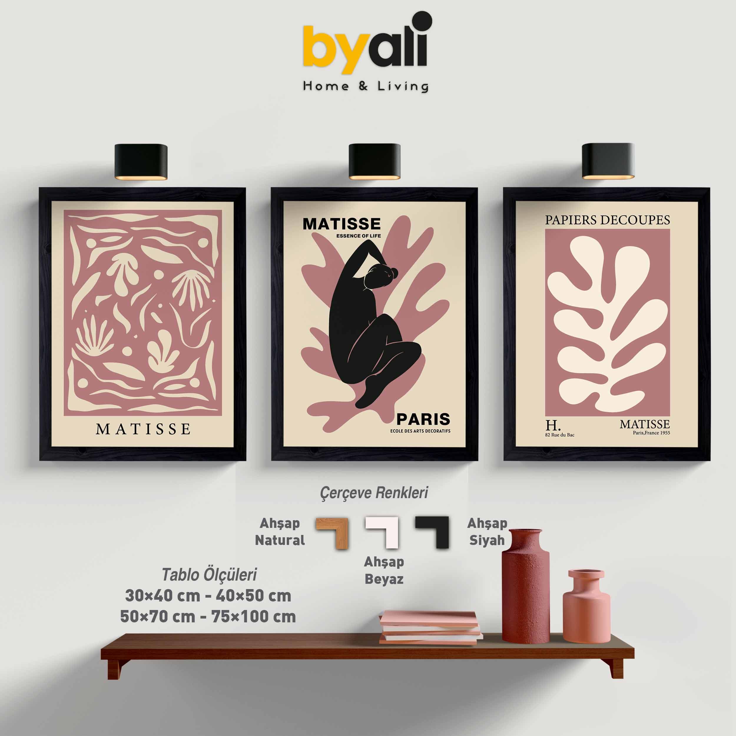 Ahşap Çerçeveli Matisse 3’lü Tablo Seti 3103