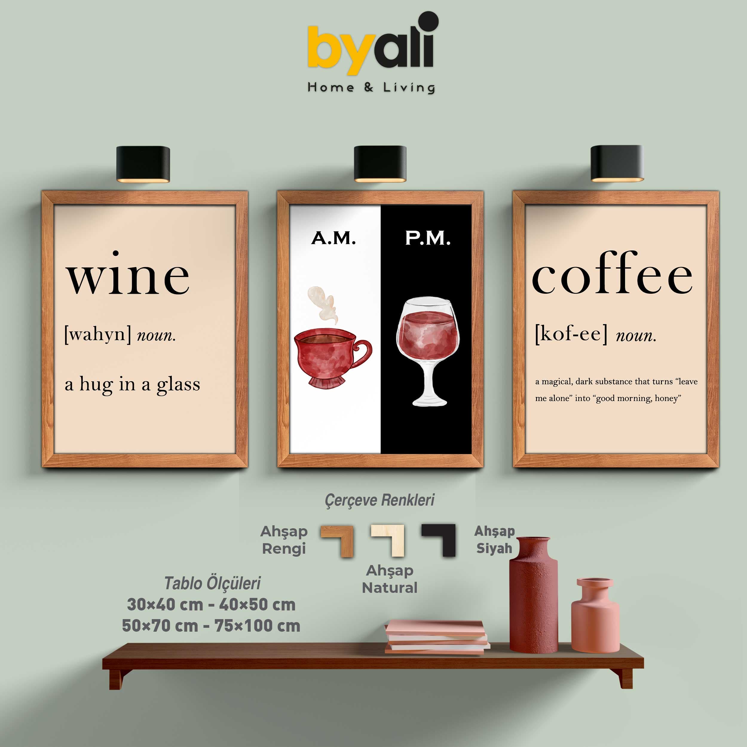 Coffee & Wine Time 3’lü Tablo Seti