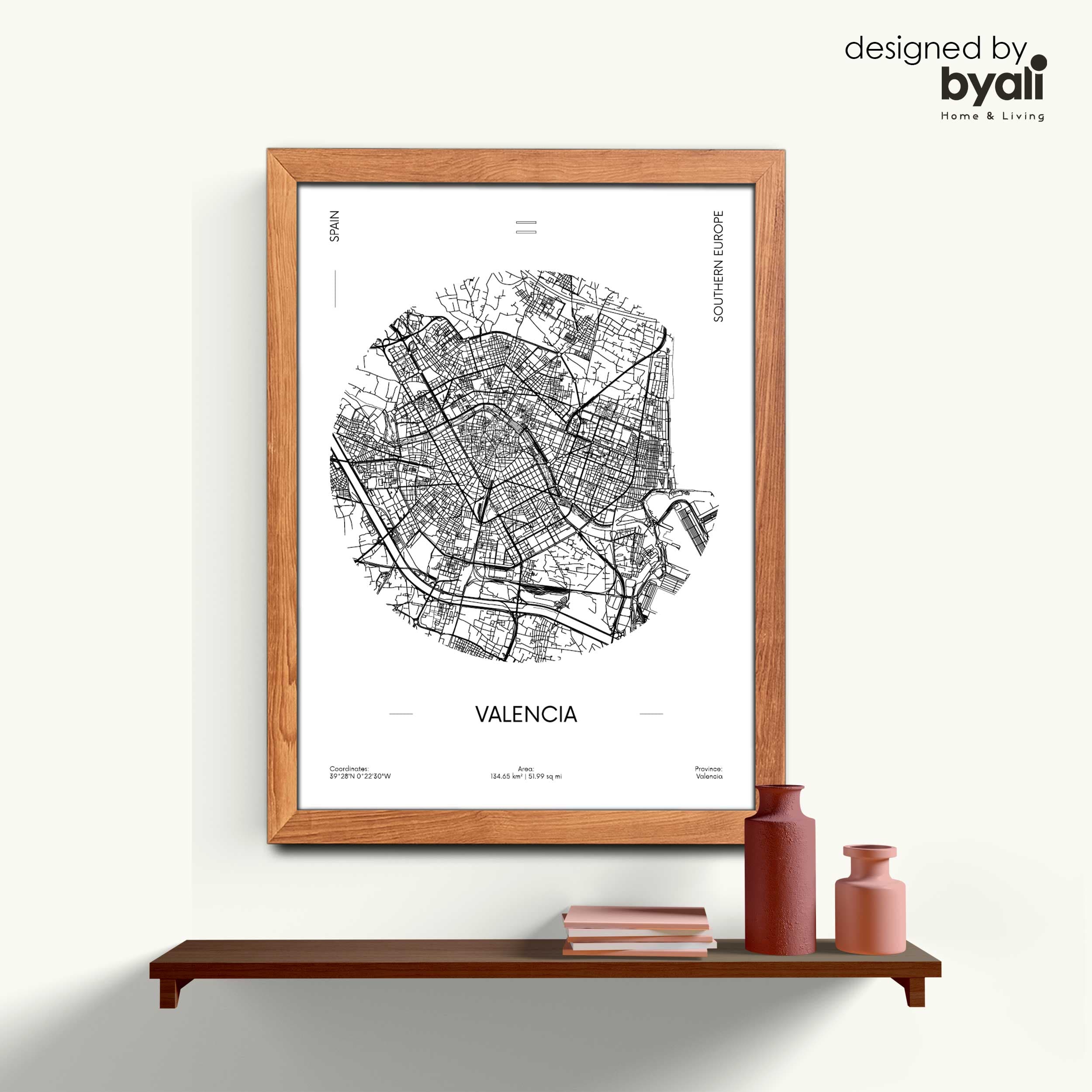 Valencia Map Ahşap Çerçeveli Tablo