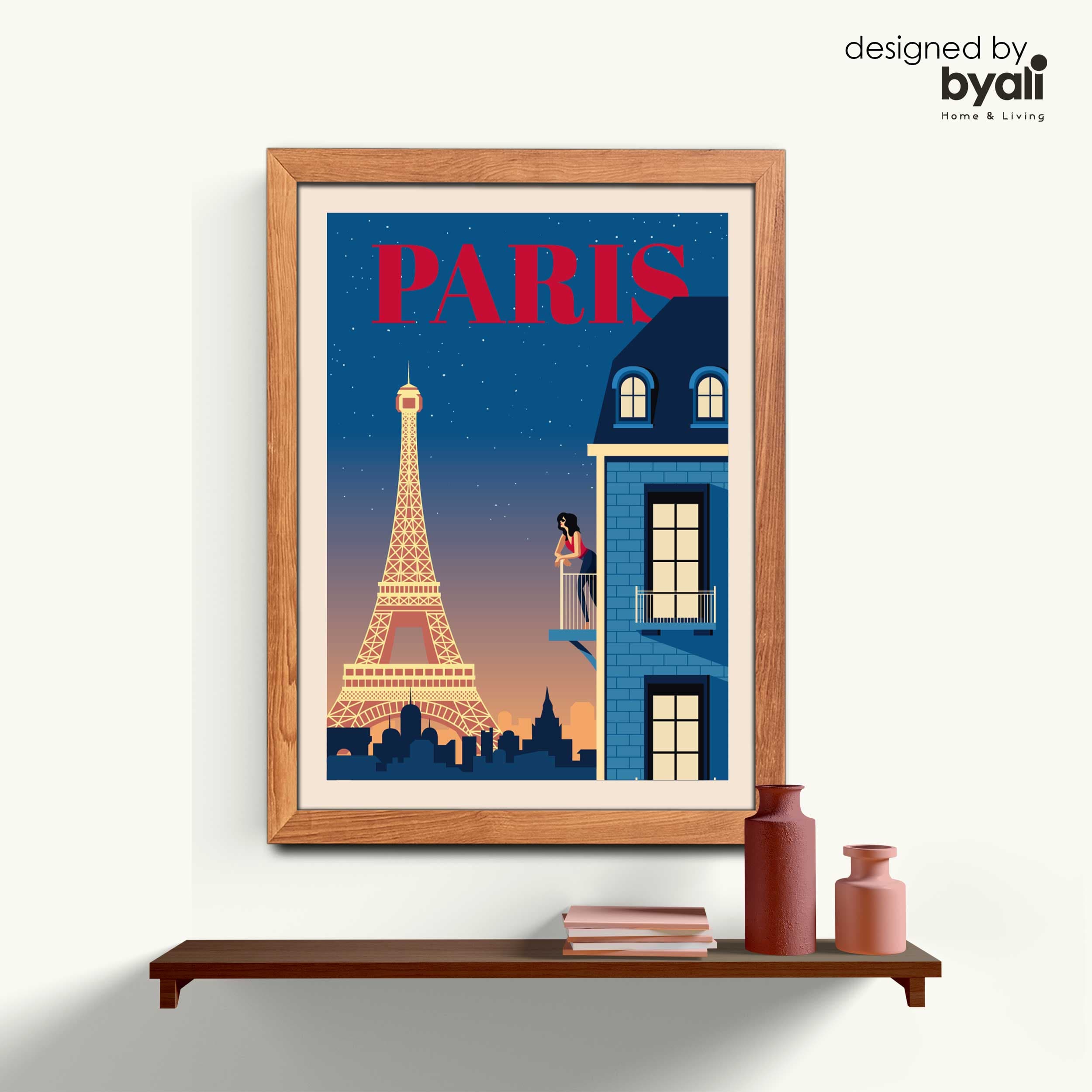 Paris Retro Şehir Ahşap Çerçeveli Tablo 1035