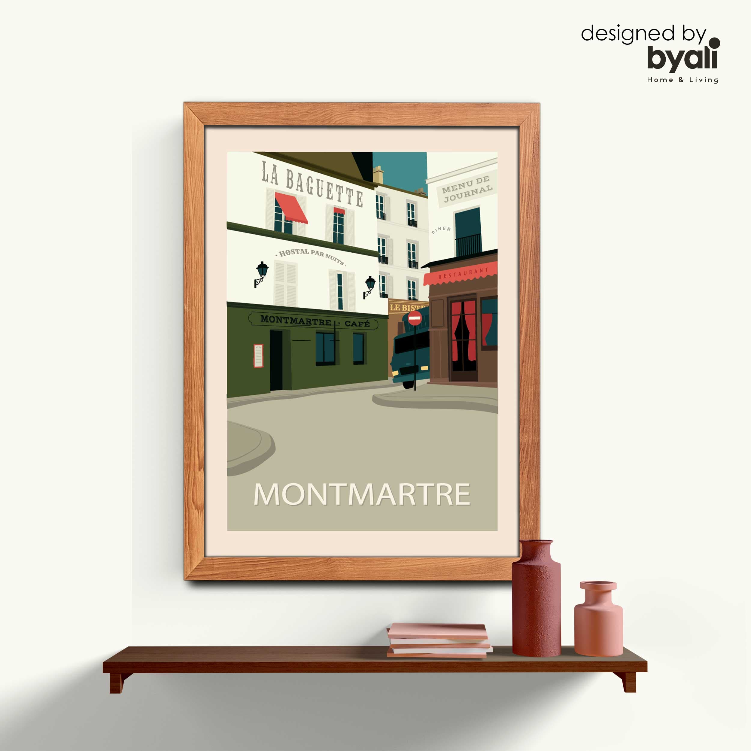 Montmartre Retro Şehir Ahşap Çerçeveli Tablo