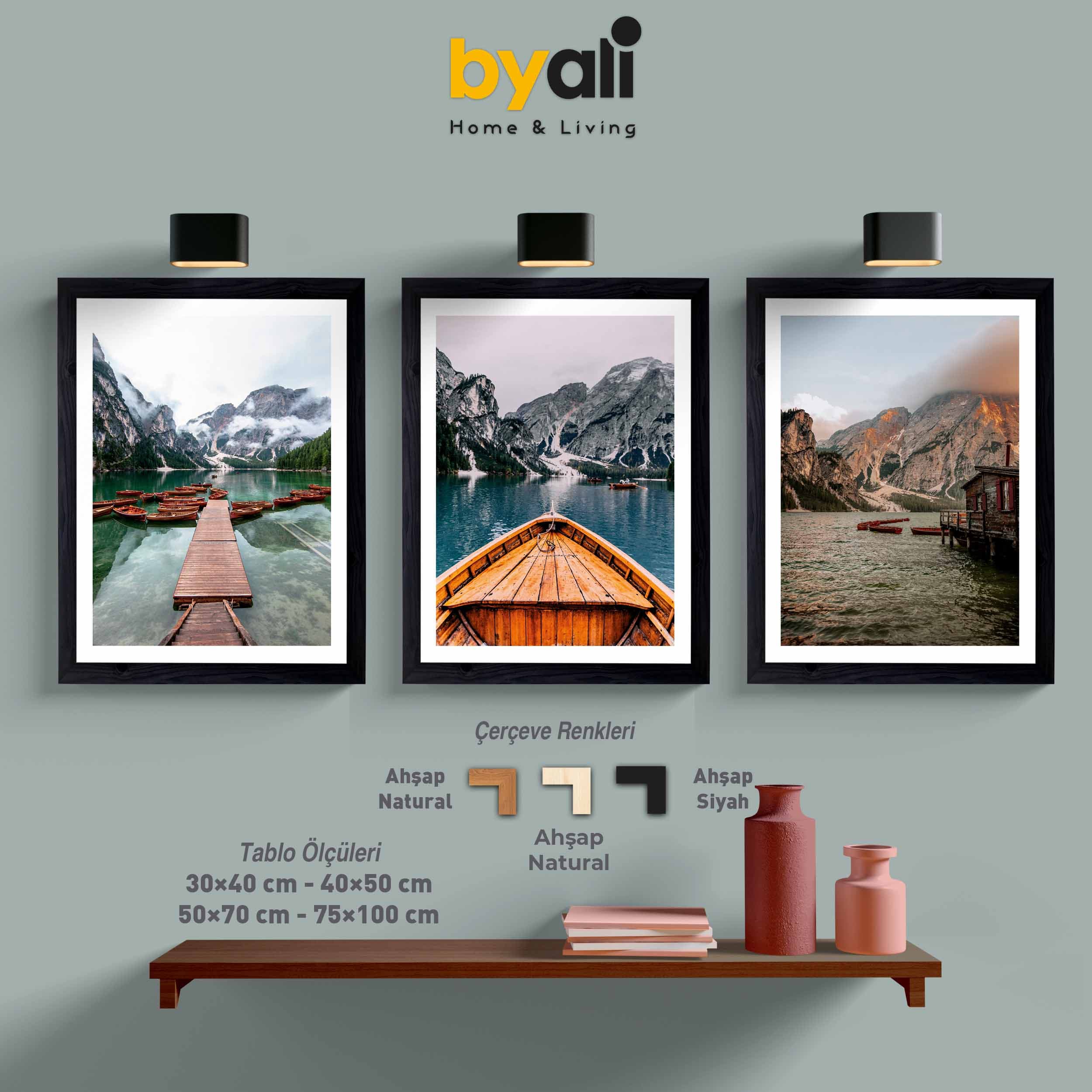 Ahşap Çerçeveli Natural World 3’lü Tablo Seti 1013