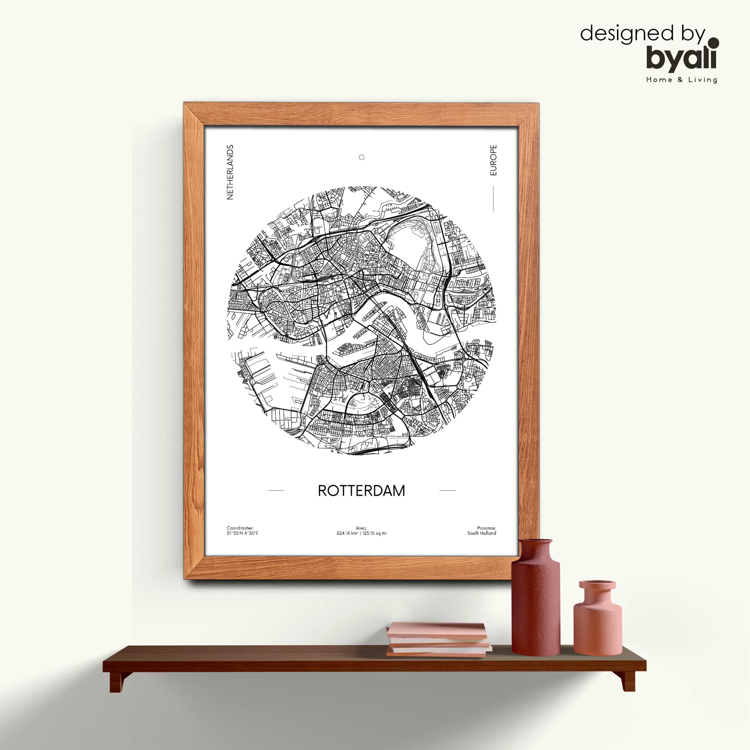 Rotterdam Map Ahşap Çerçeveli Tablo