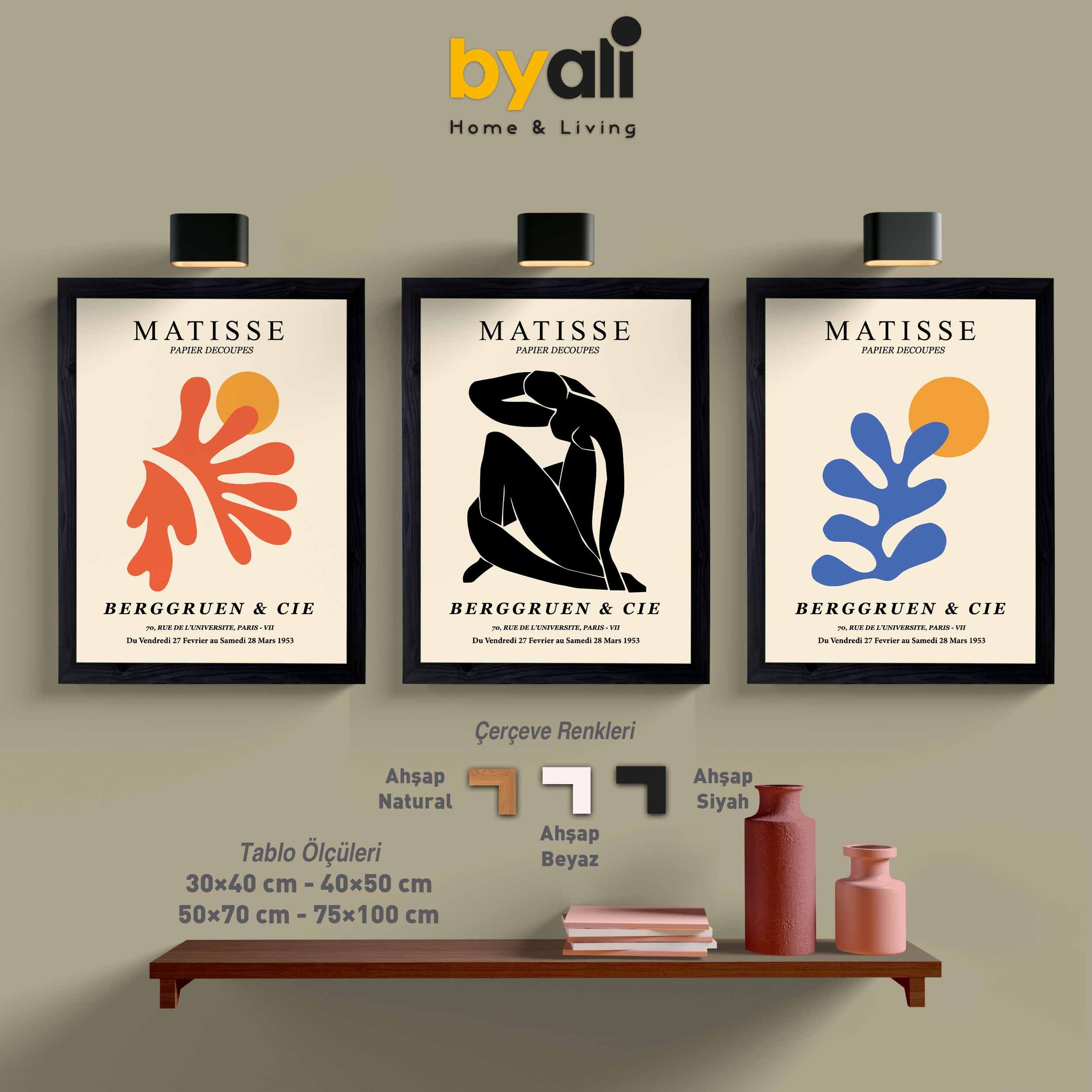 Ahşap Çerçeveli Matisse 3’lü Tablo Seti 3134