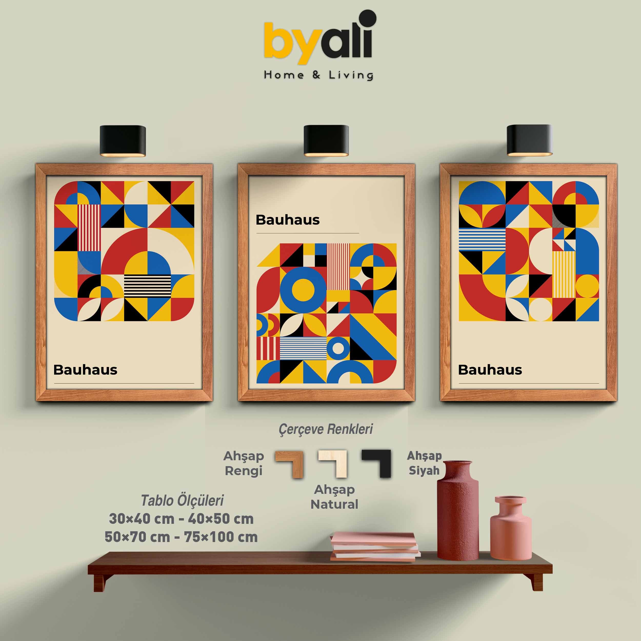 Bauhaus Ahşap Çerçeveli 3’lü Tablo Seti 3168
