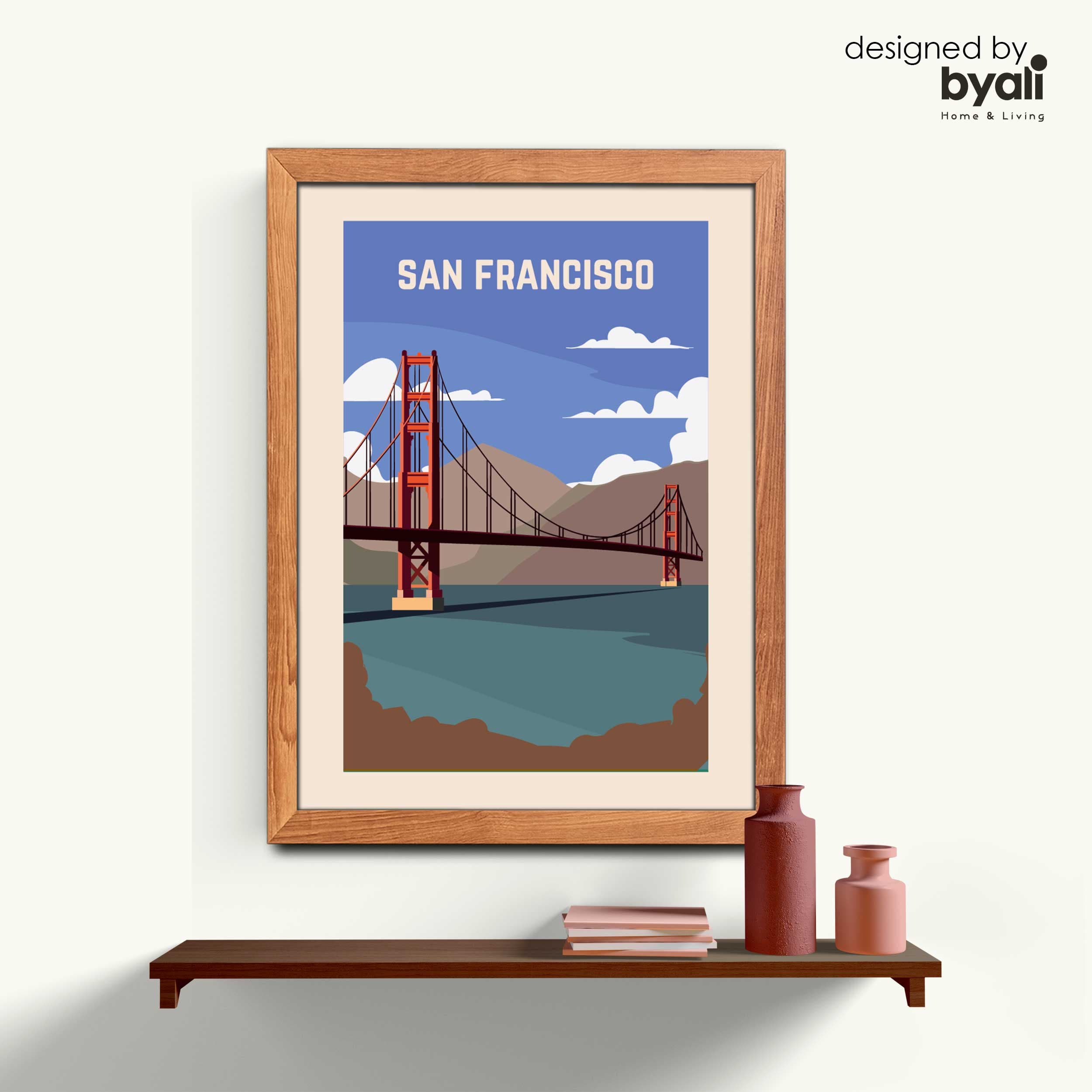 San Francisco Retro Şehir Ahşap Çerçeveli Tablo