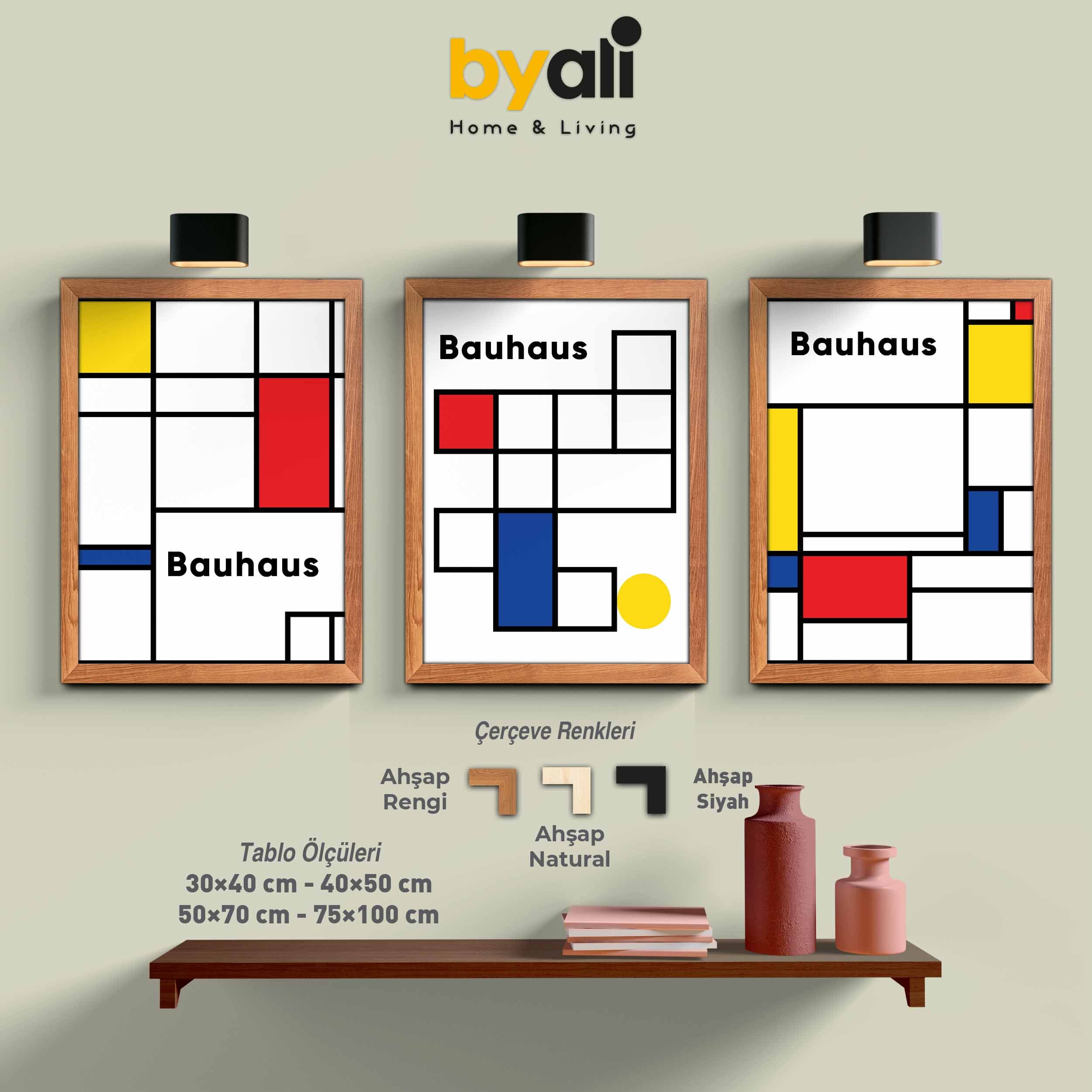 Bauhaus Ahşap Çerçeveli 3’lü Tablo Seti 3169