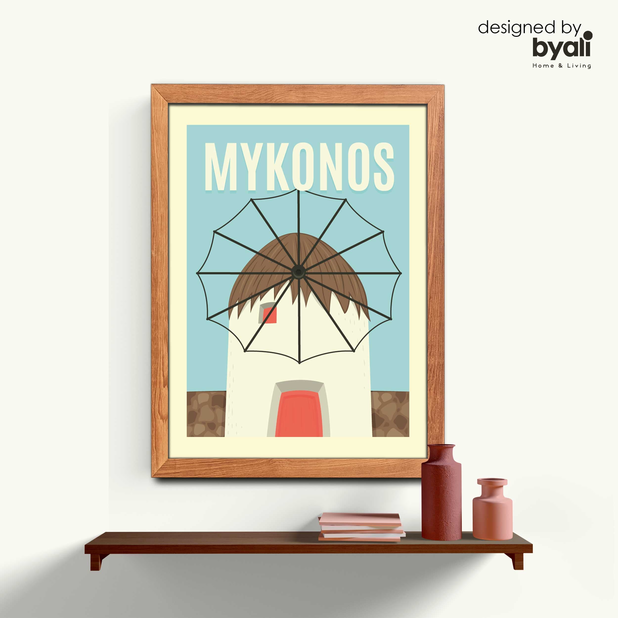 Mykonos Retro Şehir Ahşap Çerçeveli Tablo 1055