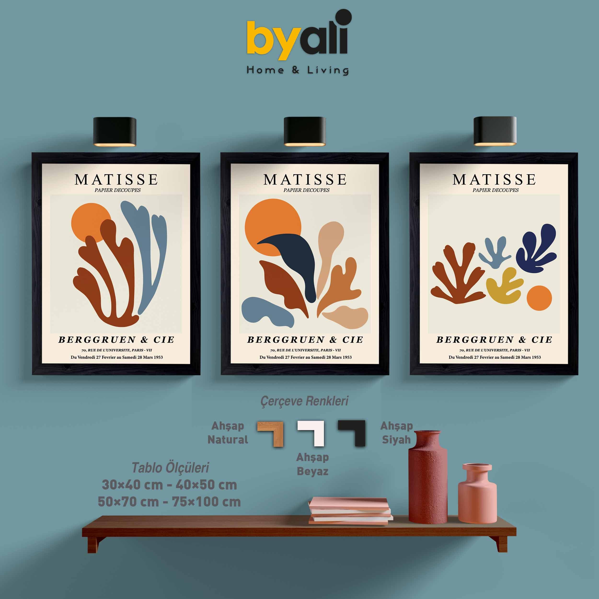 Ahşap Çerçeveli Matisse 3’lü Tablo Seti 3138
