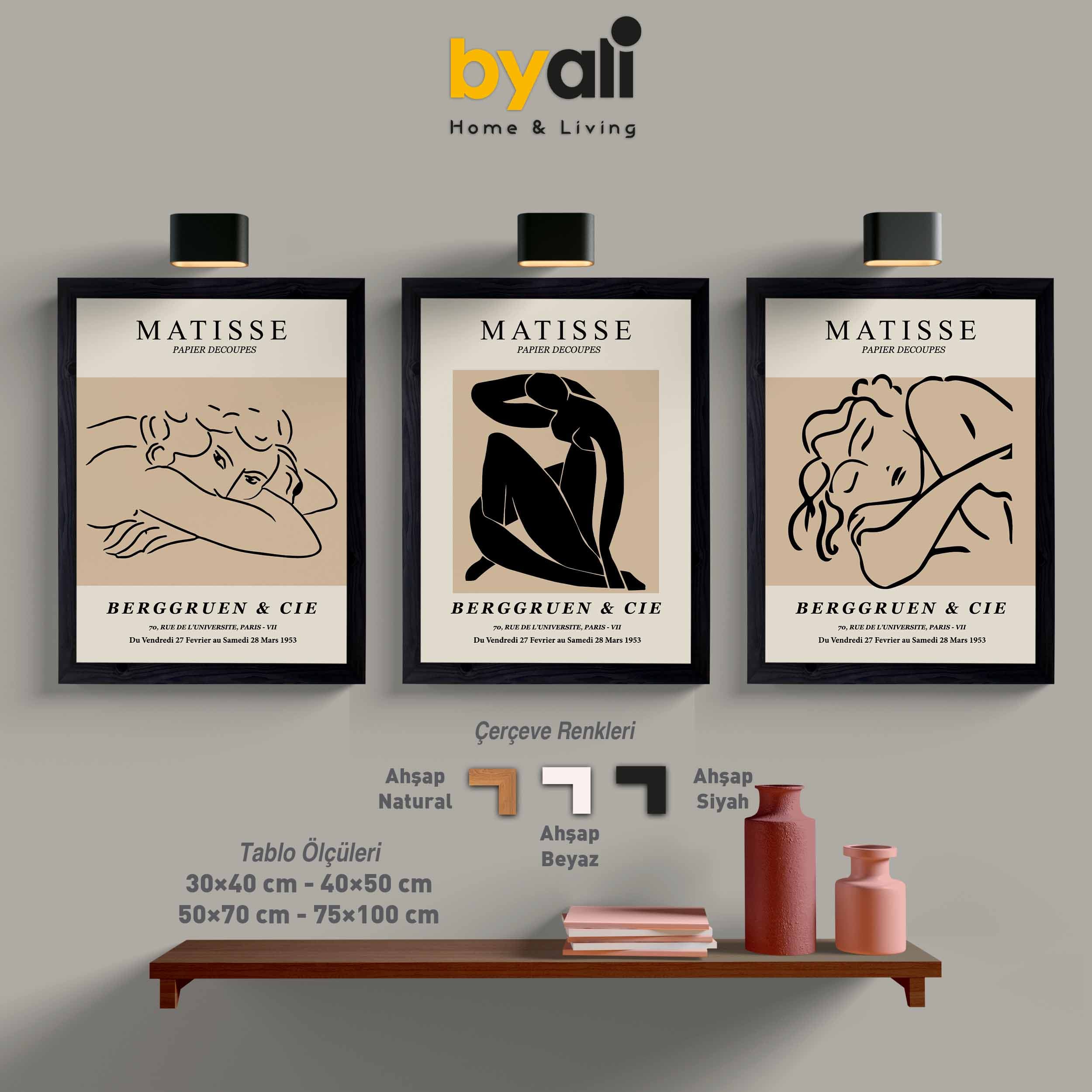 Ahşap Çerçeveli Matisse 3’lü Tablo Seti 3137