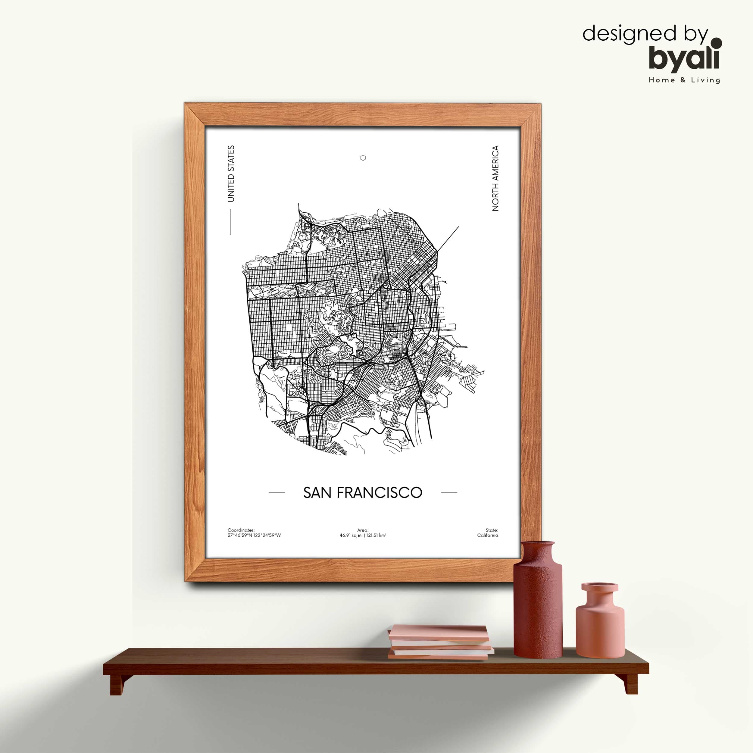 San Francisco Map Ahşap Çerçeveli Tablo