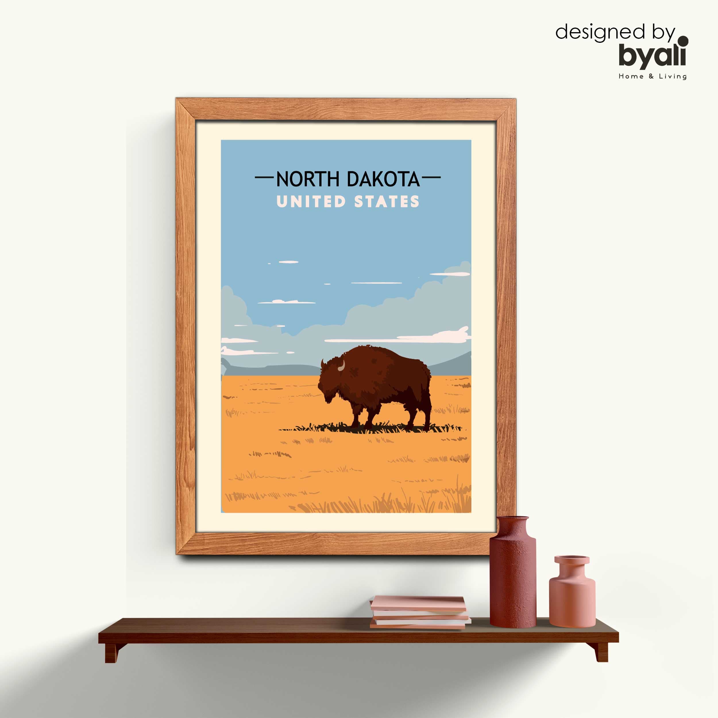 North Dakota Retro Şehir Ahşap Çerçeveli Tablo