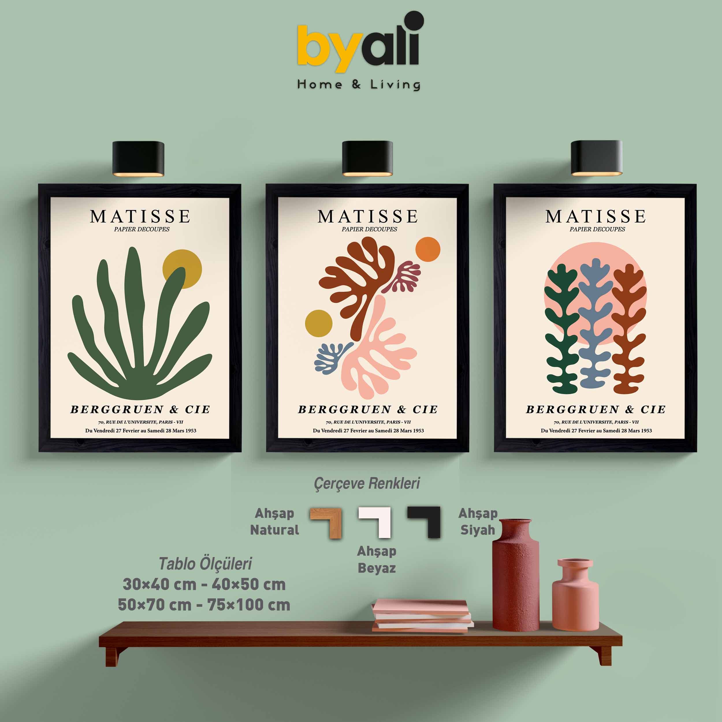 Ahşap Çerçeveli Matisse 3’lü Tablo Seti 3140