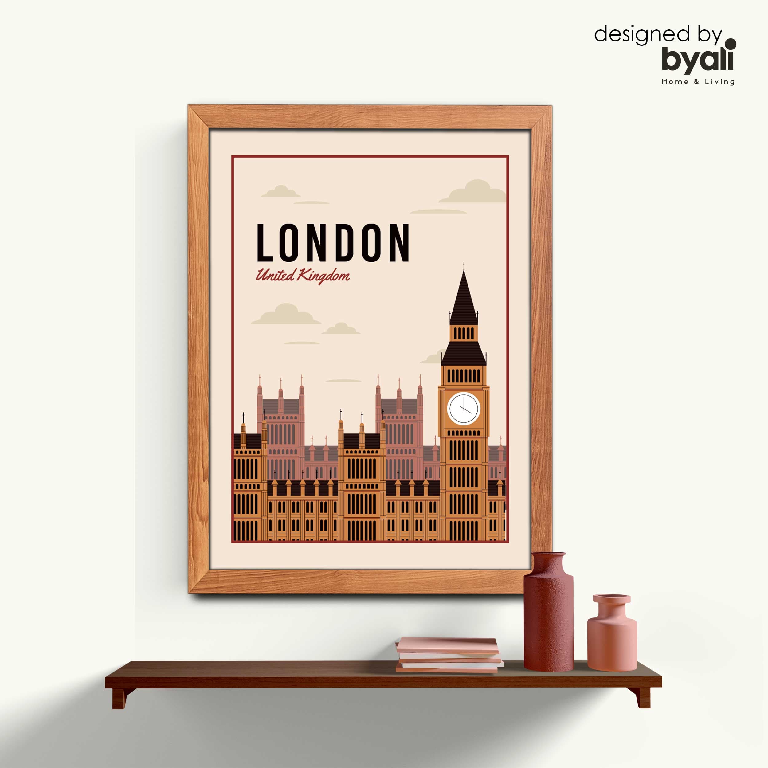 London Retro Şehir Ahşap Çerçeveli Tablo 1053