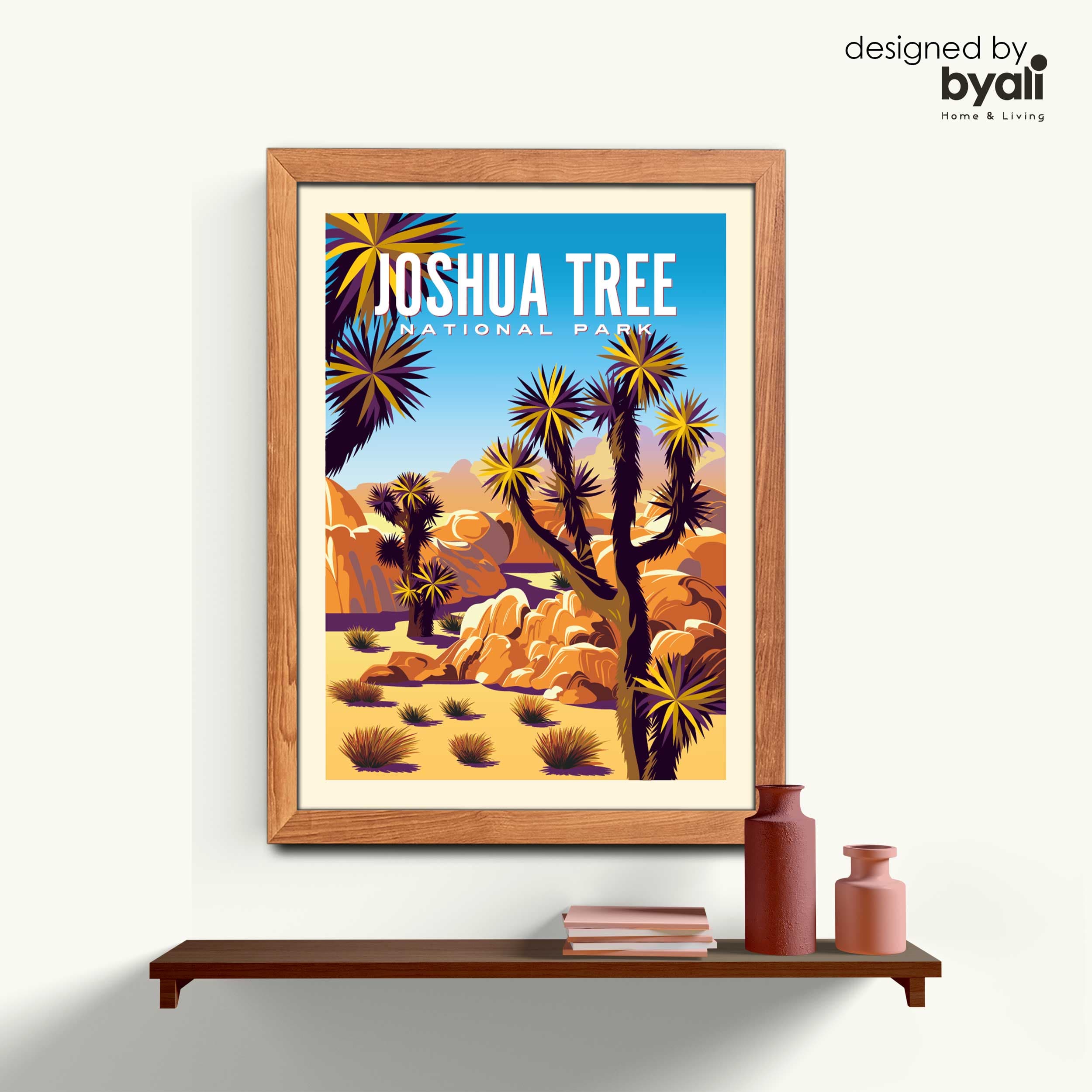 Joshua Tree Retro Şehir Ahşap Çerçeveli Tablo