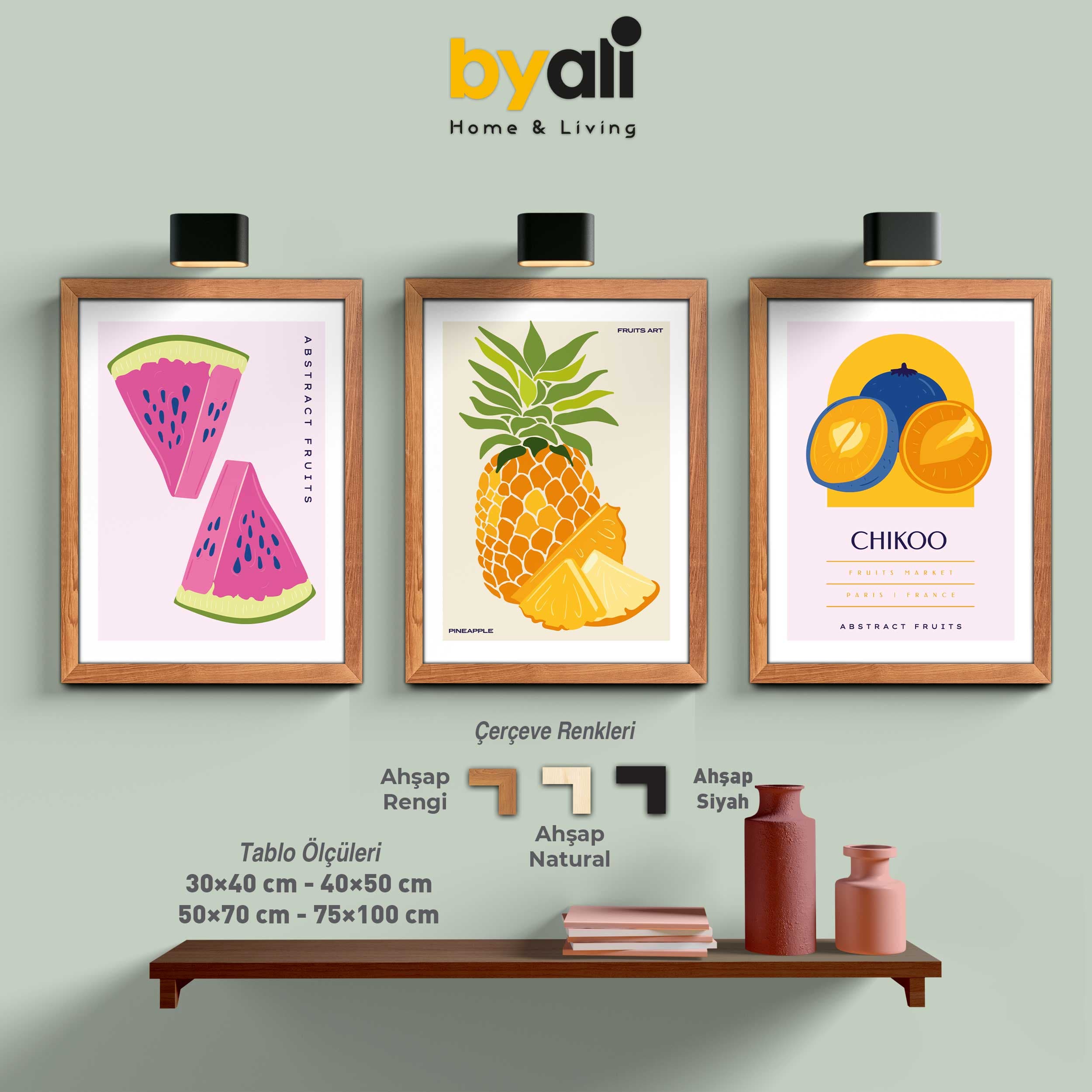 Tropikal Fruits 3’lü Tablo Seti 3216