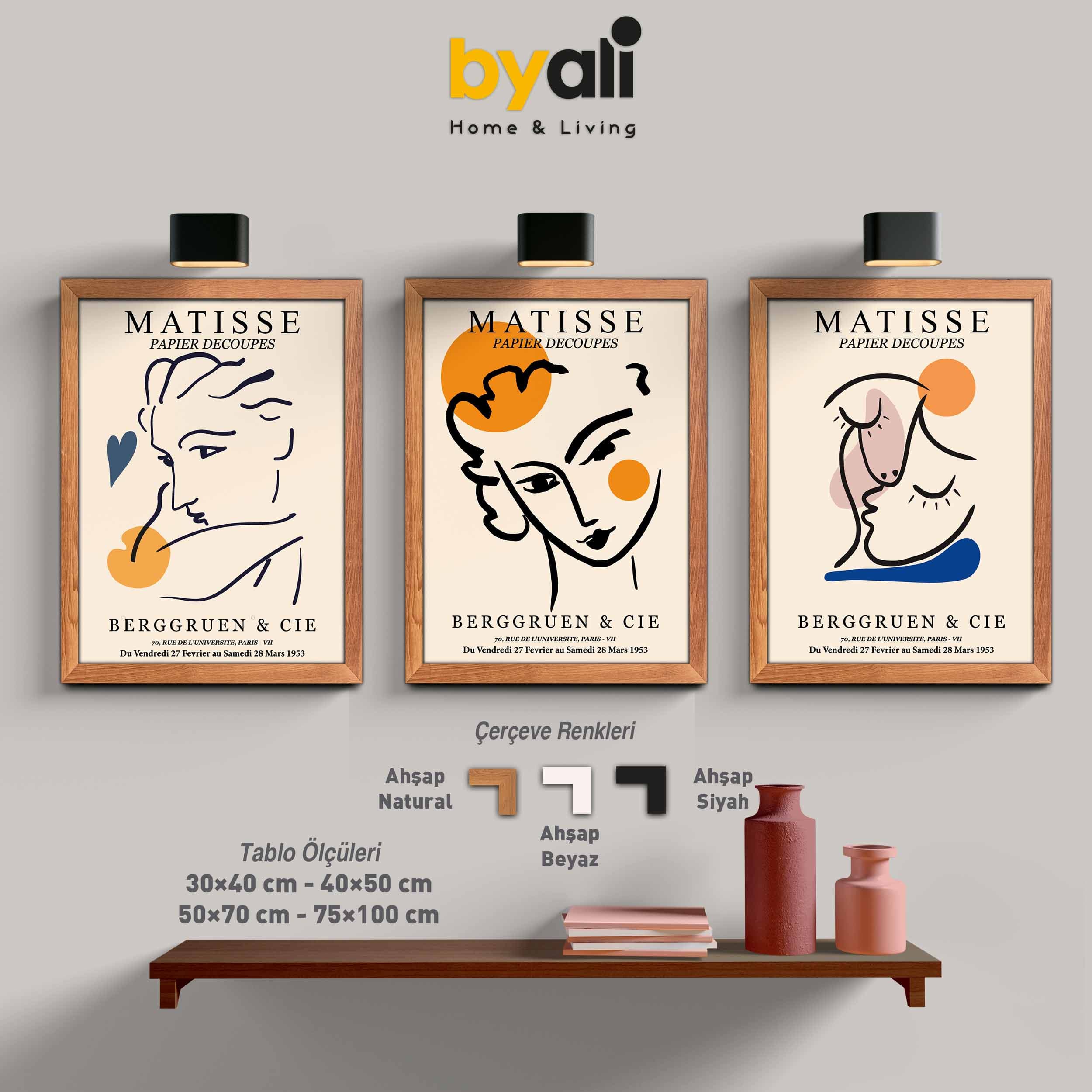 Ahşap Çerçeveli Matisse 3’lü Tablo Seti 3016