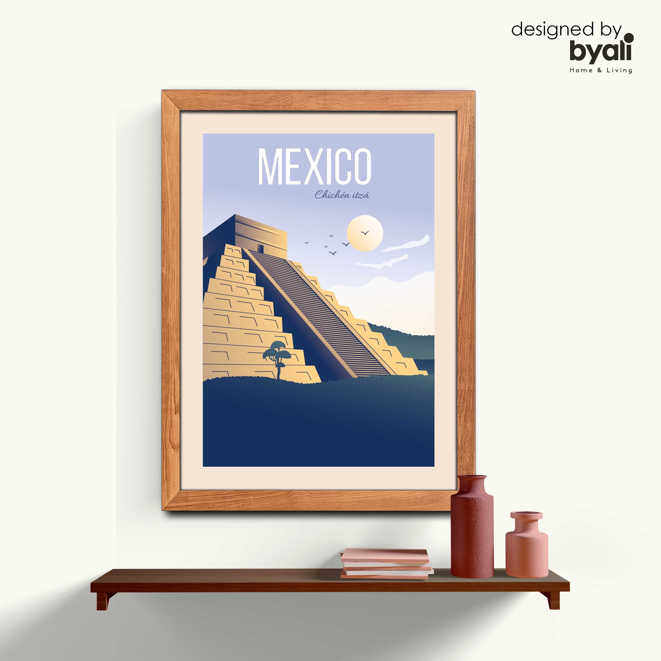 Mexico Retro Şehir Ahşap Çerçeveli Tablo