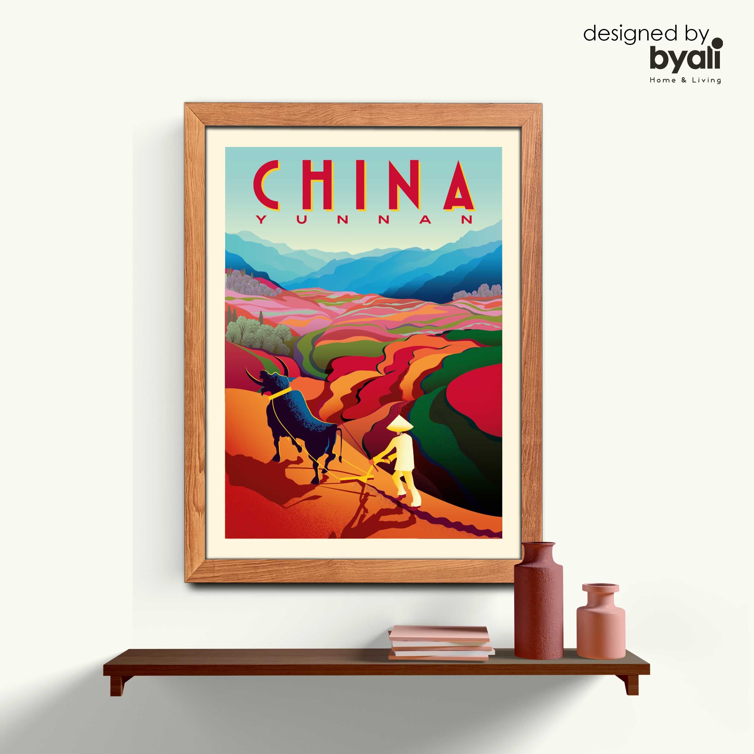 China Retro Şehir Ahşap Çerçeveli Tablo 1095