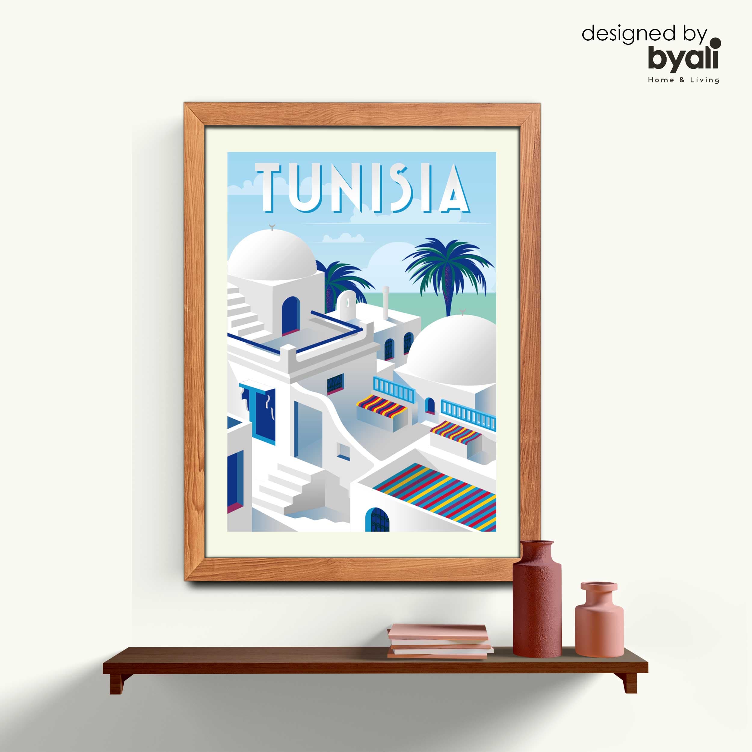 Tunisia Retro Şehir Ahşap Çerçeveli Tablo