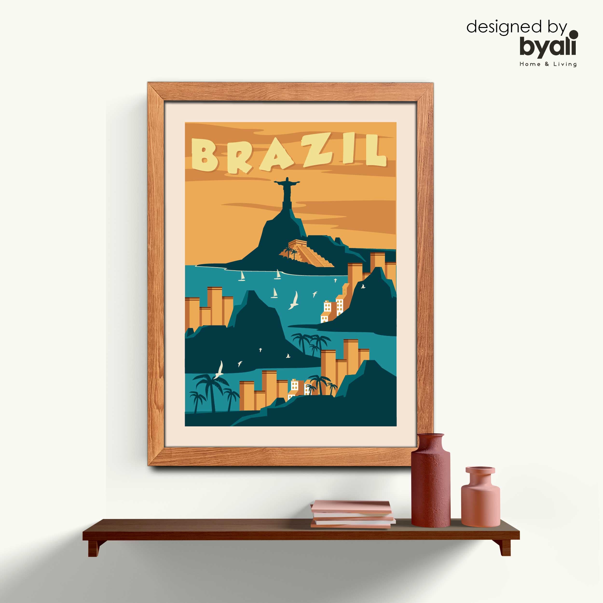 Brazil Retro Şehir Ahşap Çerçeveli Tablo