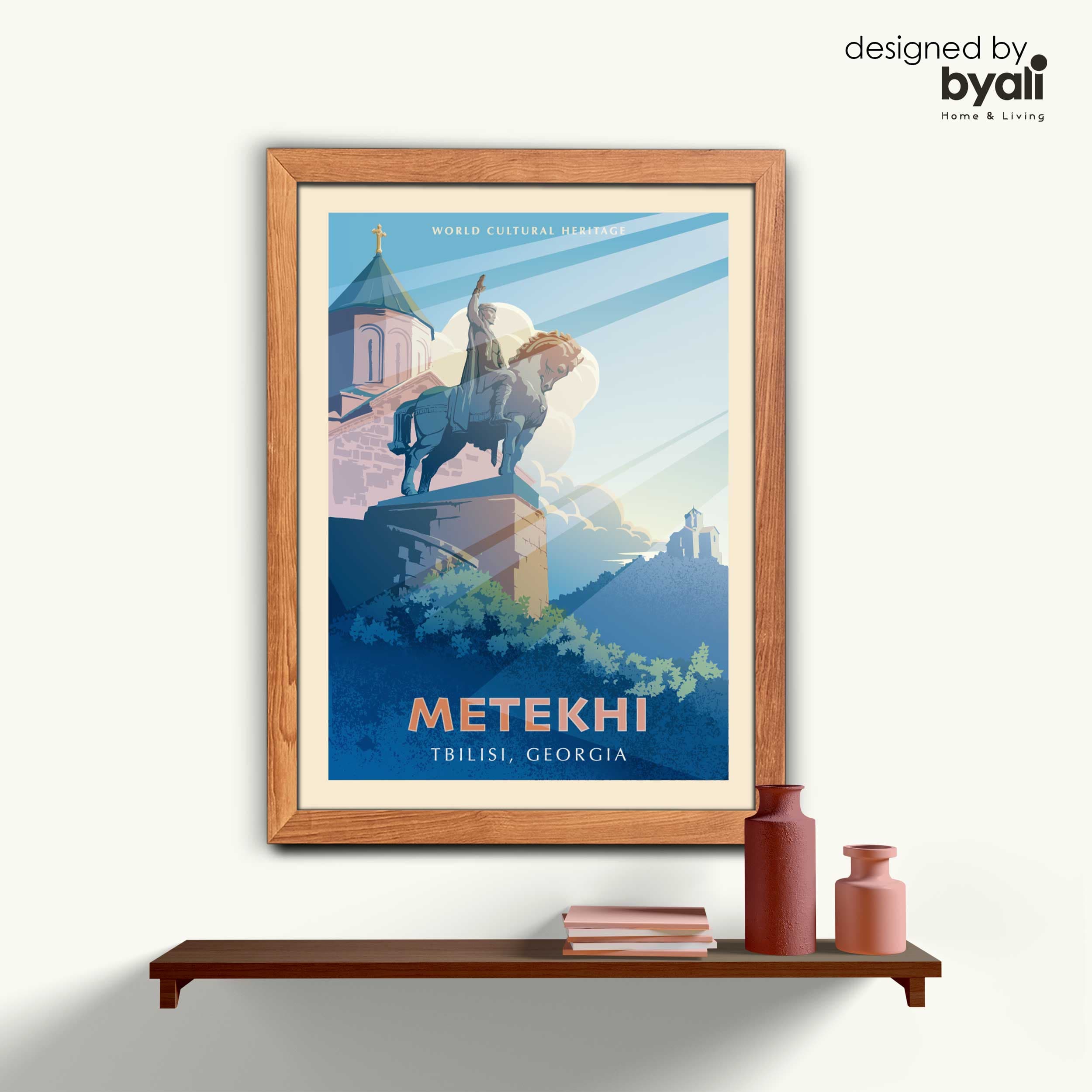 Metekhi – Georgia Retro Şehir Ahşap Çerçeveli Tablo