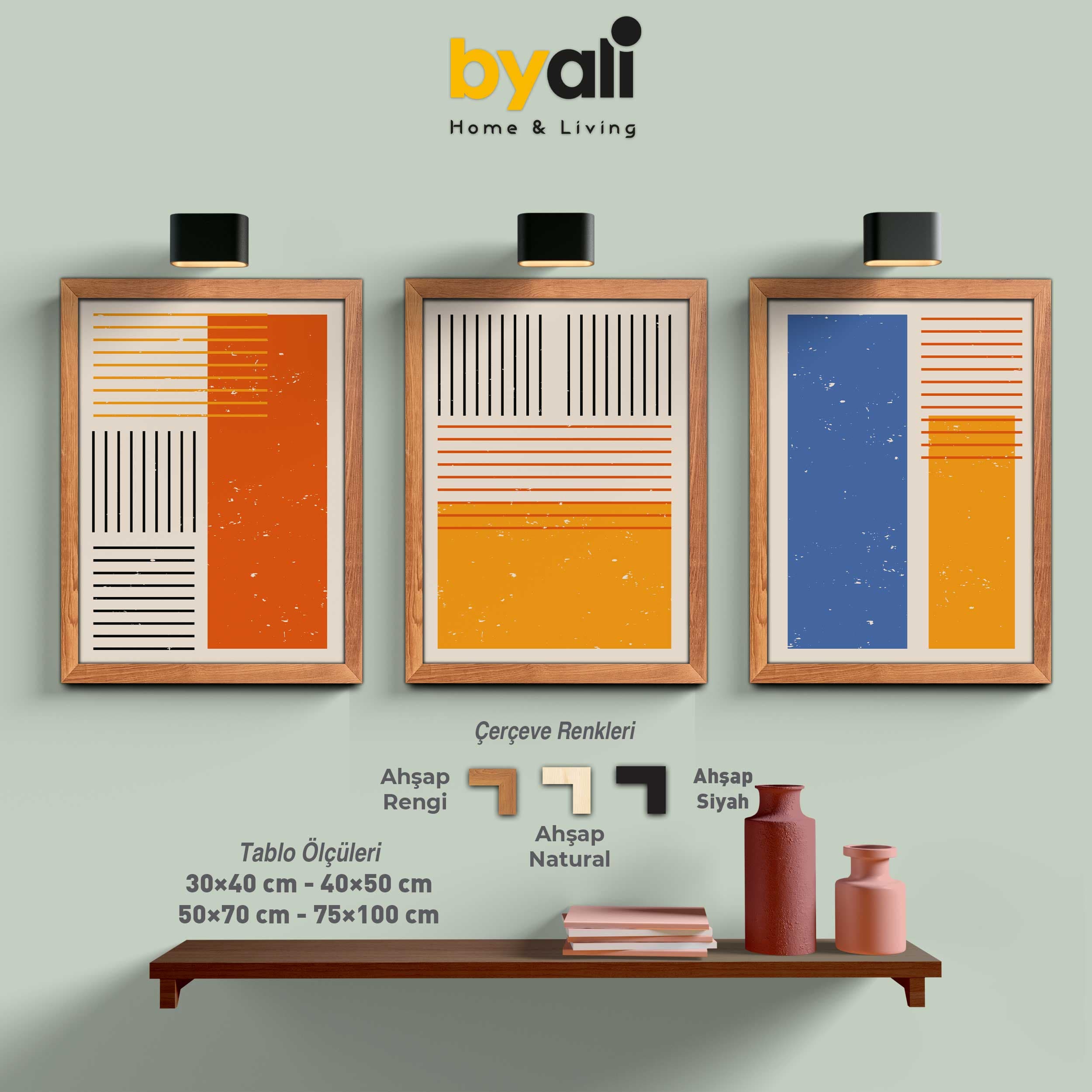 Mid-Century 3’lü Tablo Seti 3198