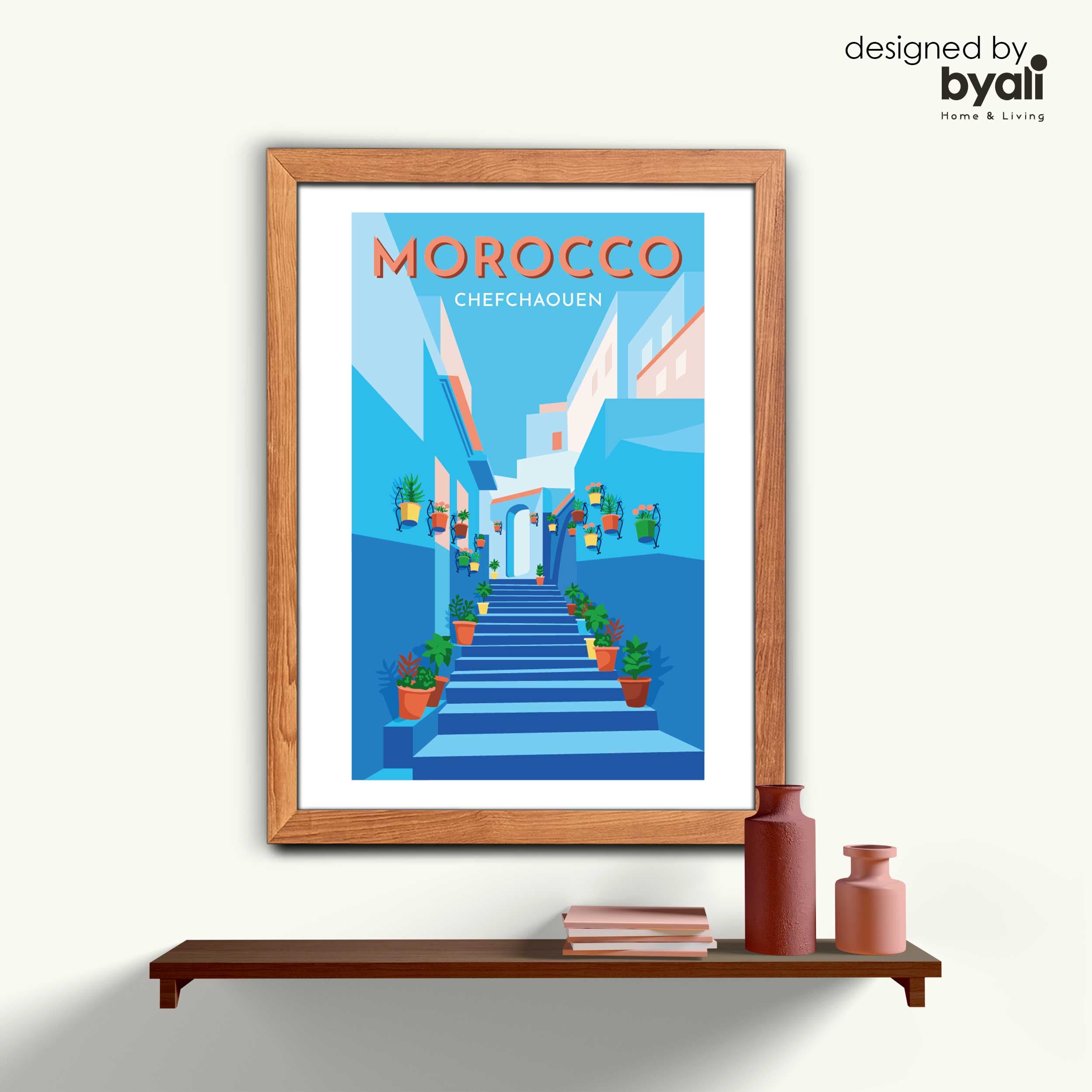 Morocco Retro Şehir Ahşap Çerçeveli Tablo 1114