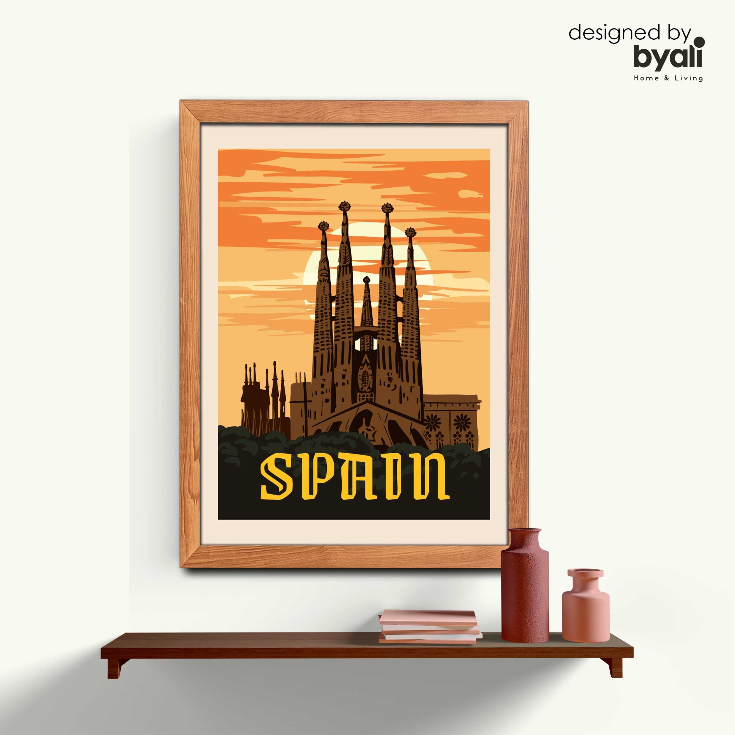 Spain Retro Şehir Ahşap Çerçeveli Tablo 1028