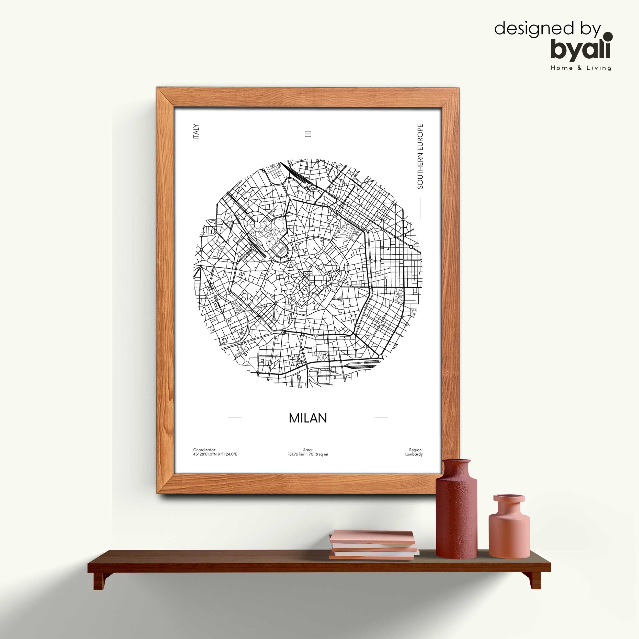 Milan Map Ahşap Çerçeveli Tablo