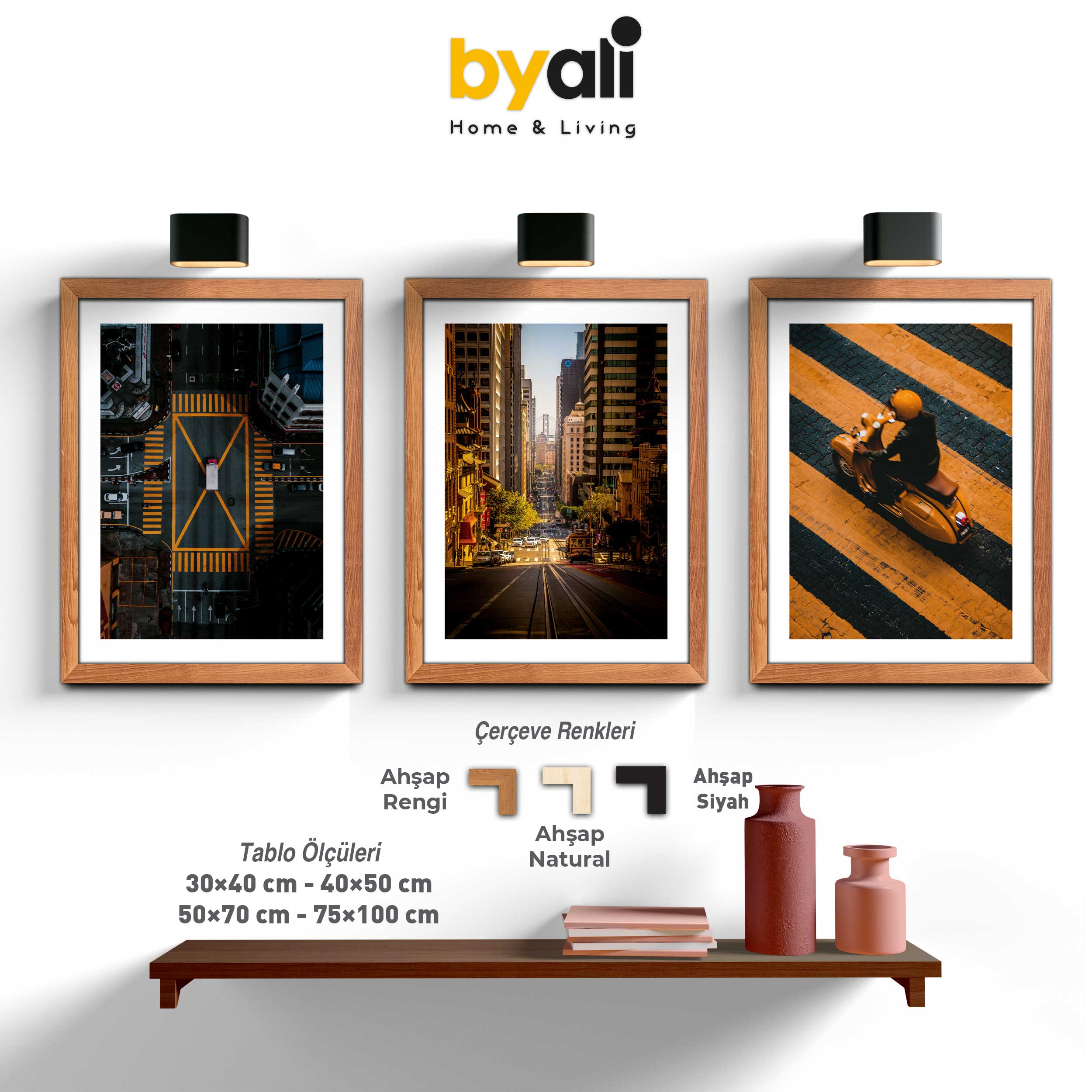 Orange And Black 3’lü Tablo Seti