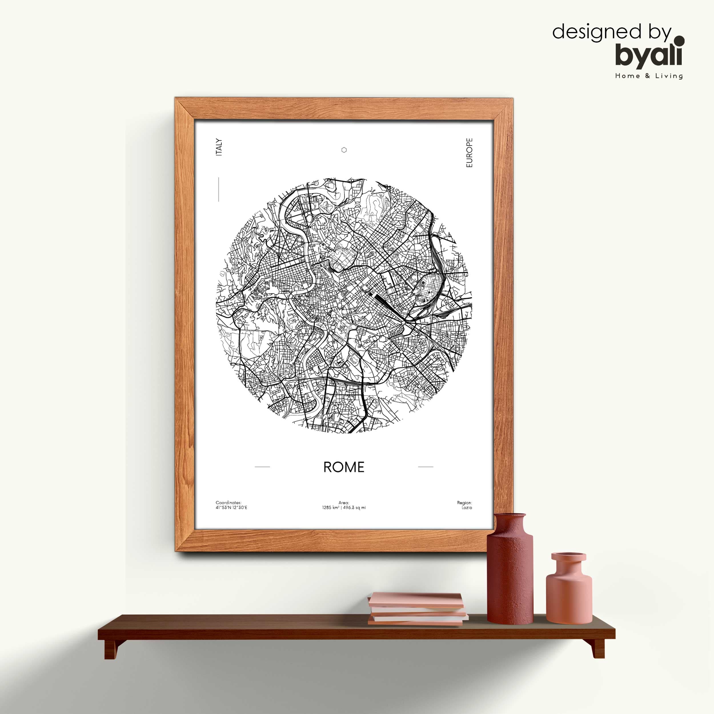Rome Map Ahşap Çerçeveli Tablo
